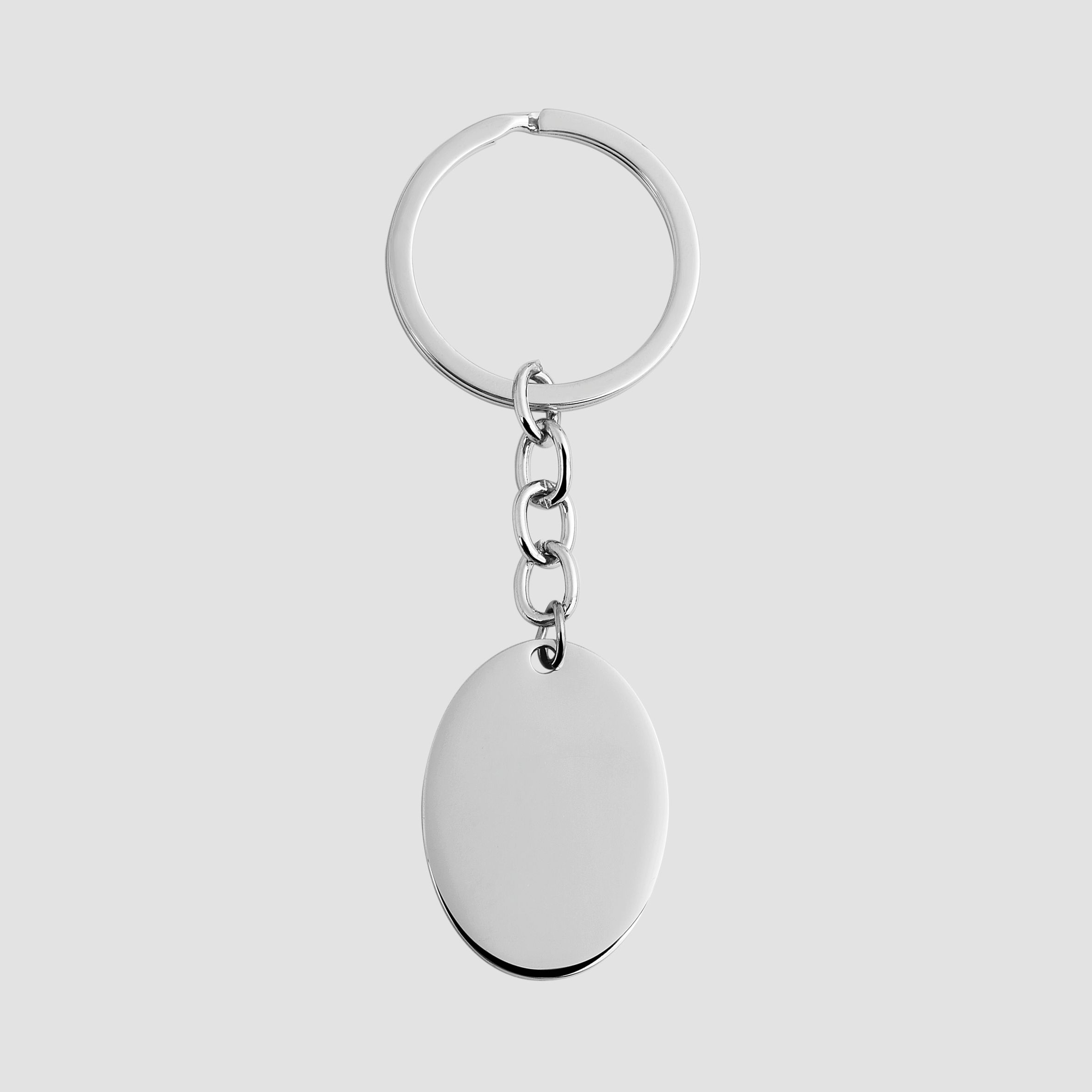 Akzent Schlüsselanhänger aus Edelstahl, oval, silberfarben