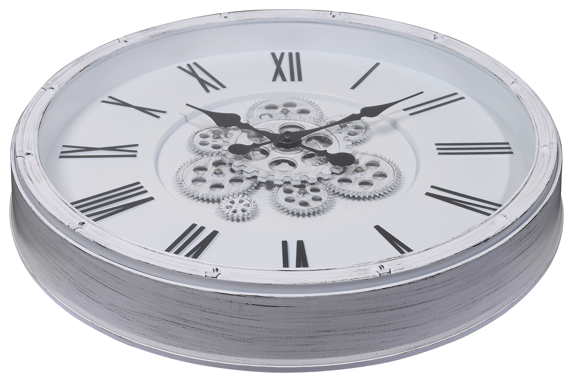 Skelett-Wanduhr im Industrial-Vintage-Look, Ø 50,5 cm, weiß/ schwarz