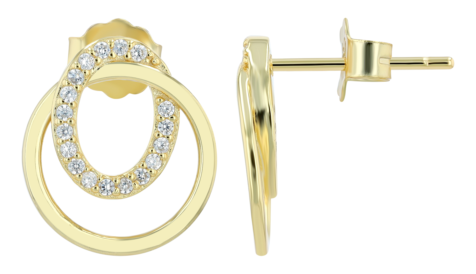 "Dea" 925/- Echt Silber Ohrstecker, Zirkonia, vergoldet