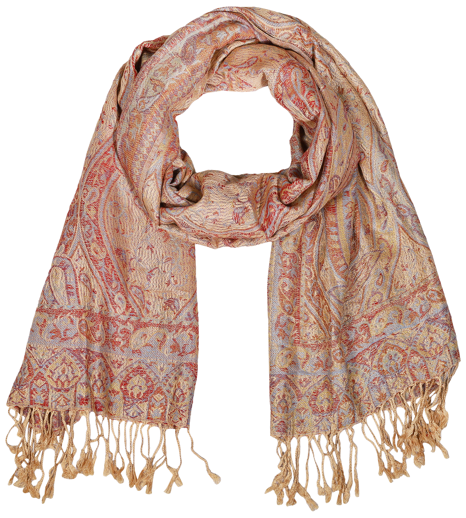 Schalpaket, 100% Viskose, VE 4, Paisley-Muster - beige