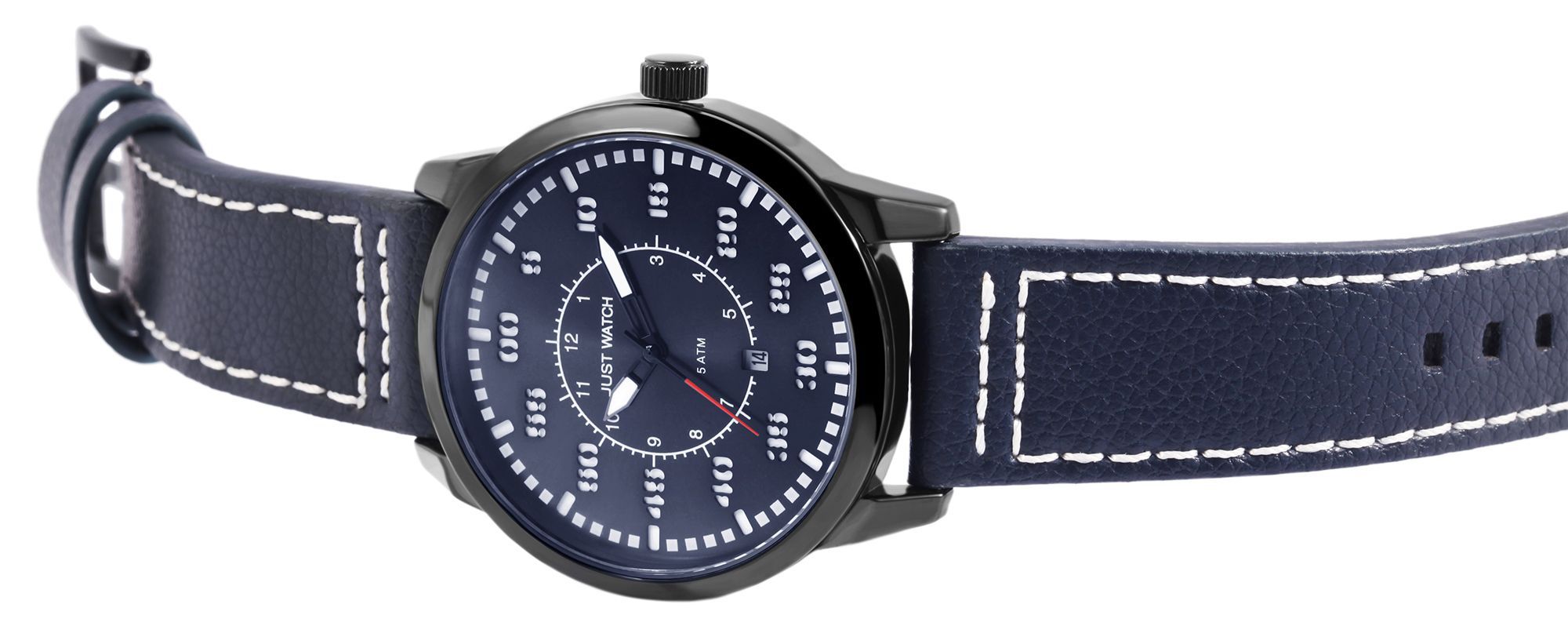 JUST WATCH "Benedict" Herrenuhr mit Echtlederband, Blau