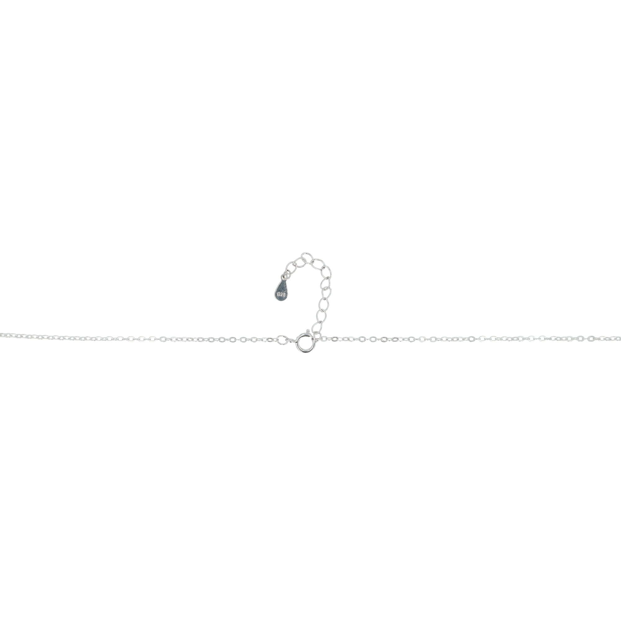 925/- Echt Silber Kette "Padma"mit rundem Anhänger, Zirkonia, rhodiniert
