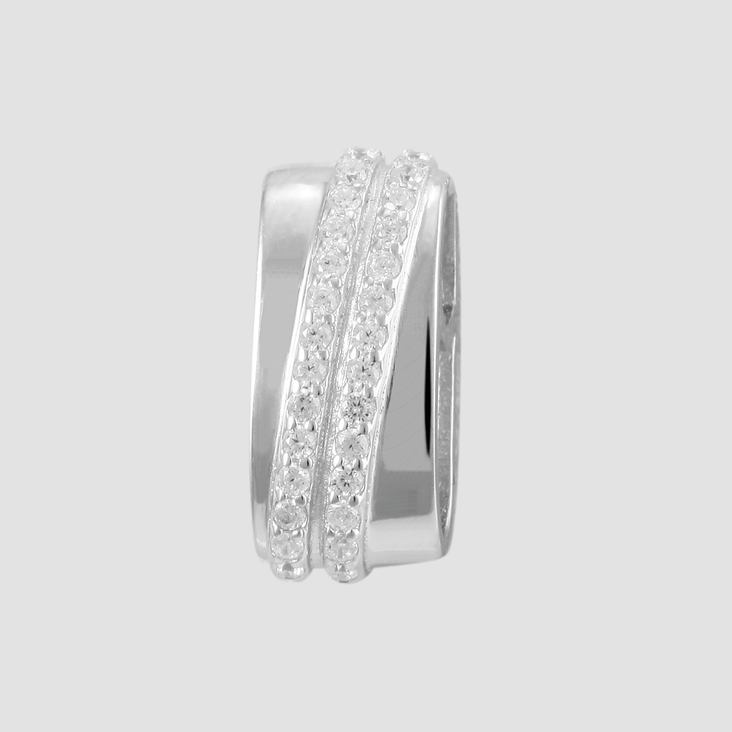 925/- Echt Silber Anhänger ohne Kette "Mhairi", oval mit diagonalen Zirkoniabesatz, 925/rhodiniert