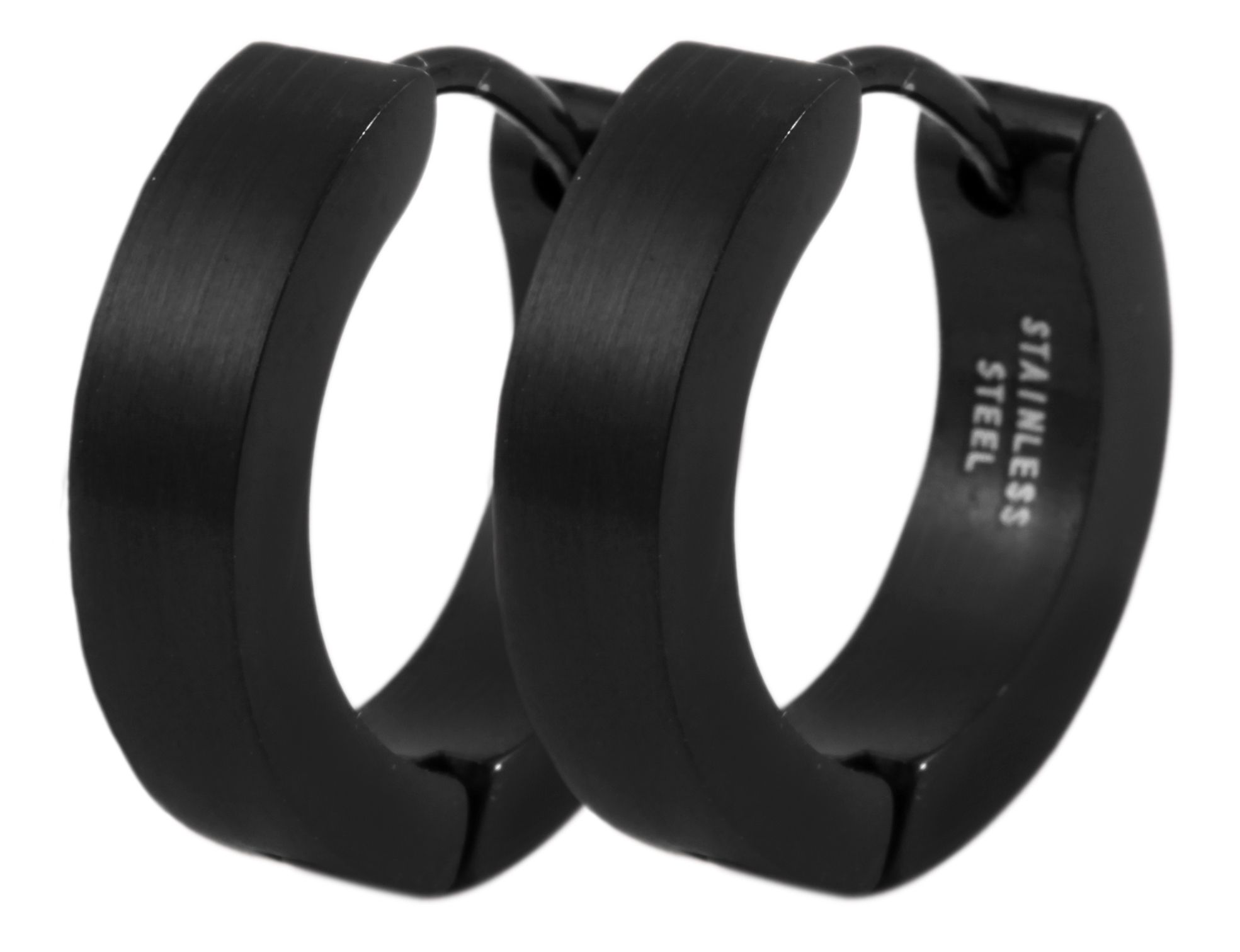 "Robyn" Akzent Edelstahl Klapp-Creolen,  Ø 12 mm/ 4 mm, schwarz