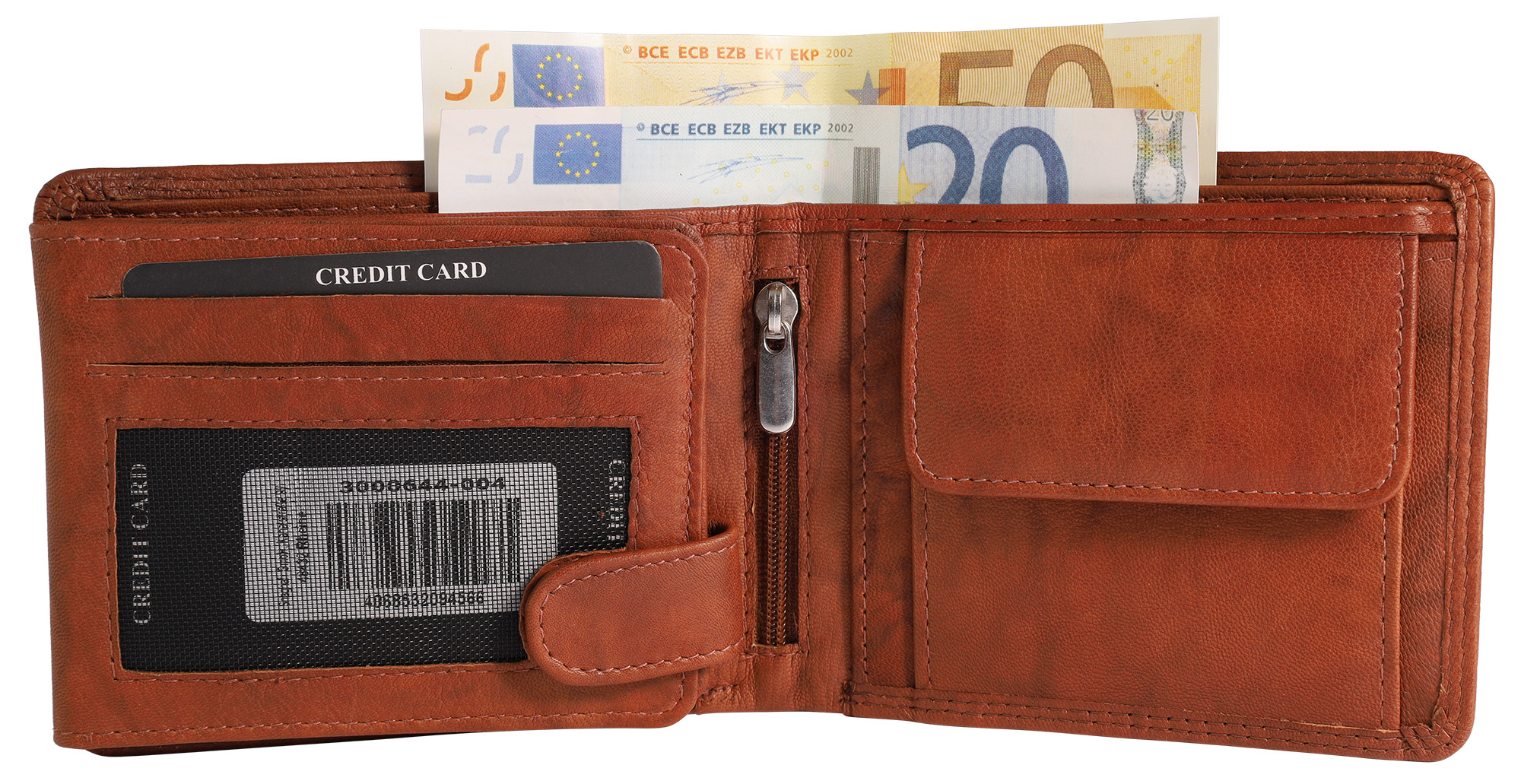 Leonardo Verrelli Echtleder (Antik) Geldbörse, RFID, Querformat, braun (cognac)