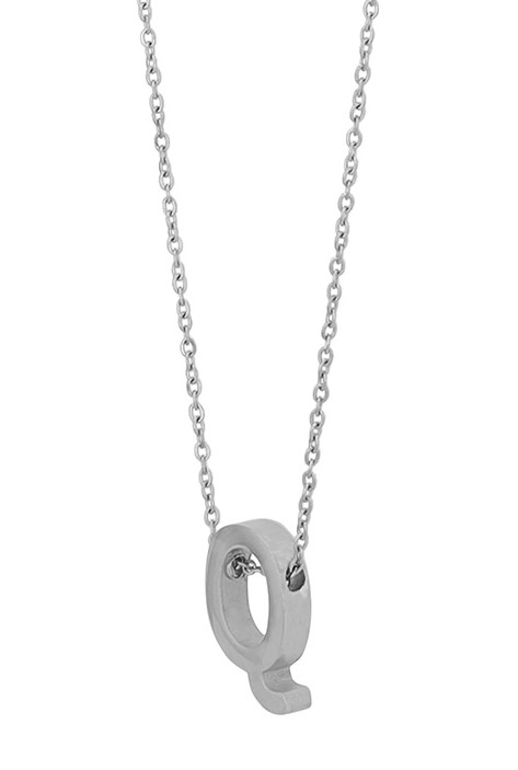 "Courrier" Edelstahlkette mit Initialen "Q", silberfarben, 45 + 5 cm