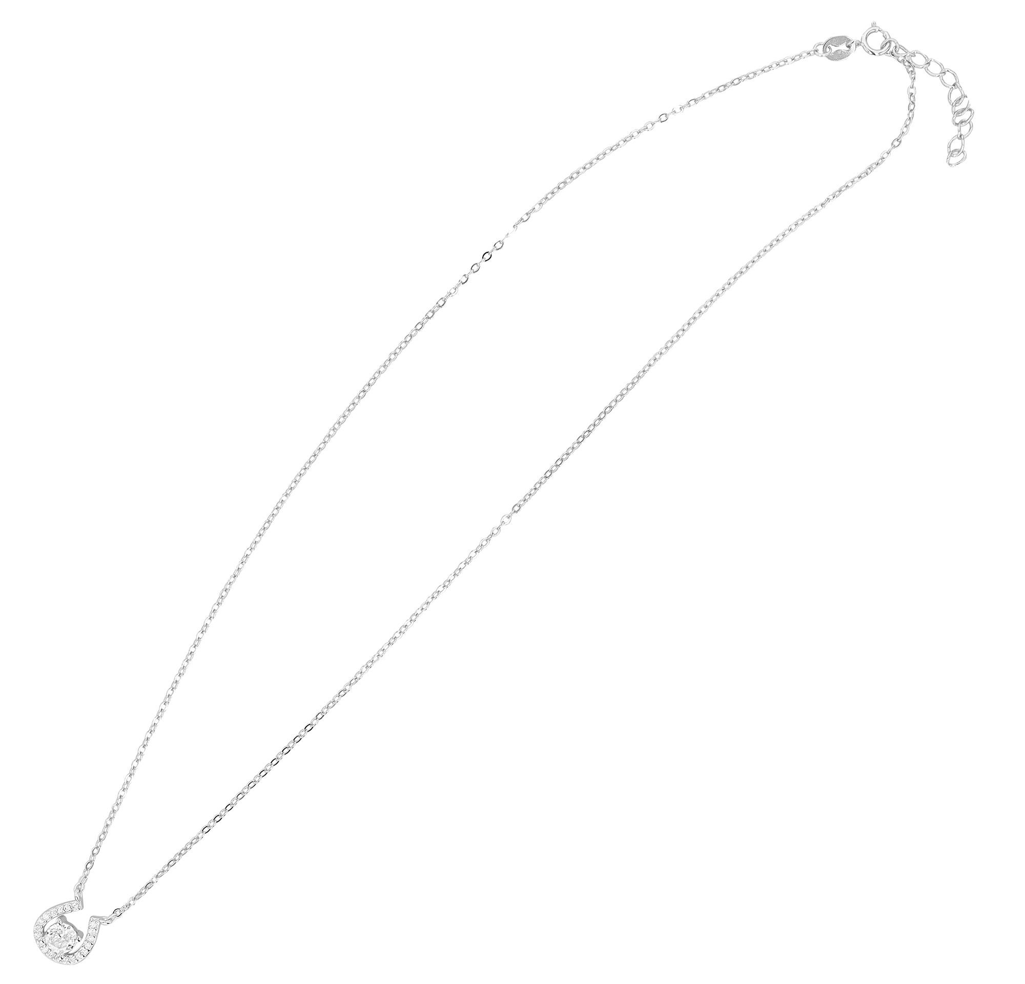 "July" 925/- Echt Silber Kette mit Anhänger, Zirkonia, rhodiniert, 42 + 3 cm