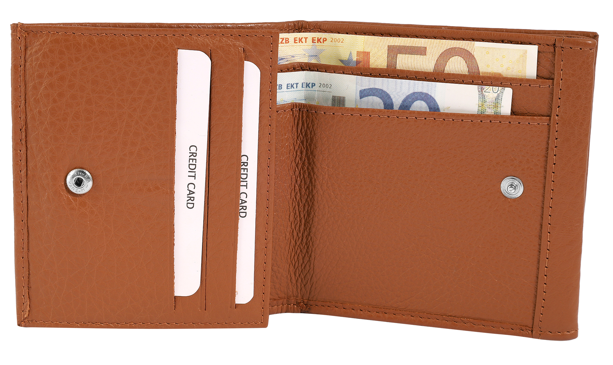 Akzent Echtleder (Nappa) Herren Geldbörse "Wiener Schachtel", RFID, braun (tan)
