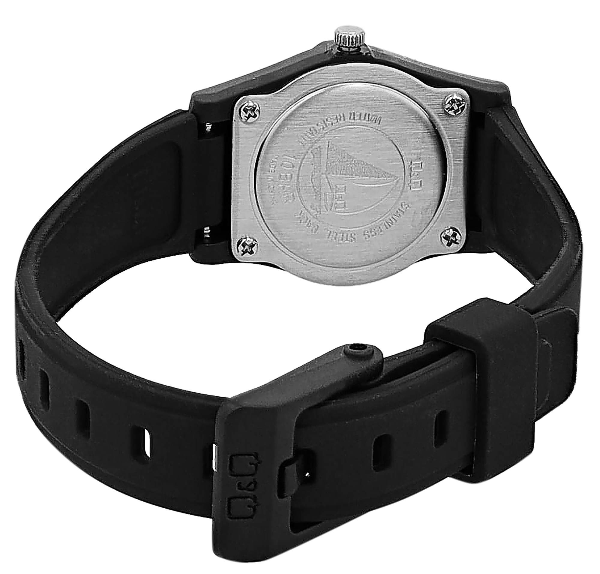 Q&Q Damenuhr mit Silikonarmband, 10 BAR, schwarz