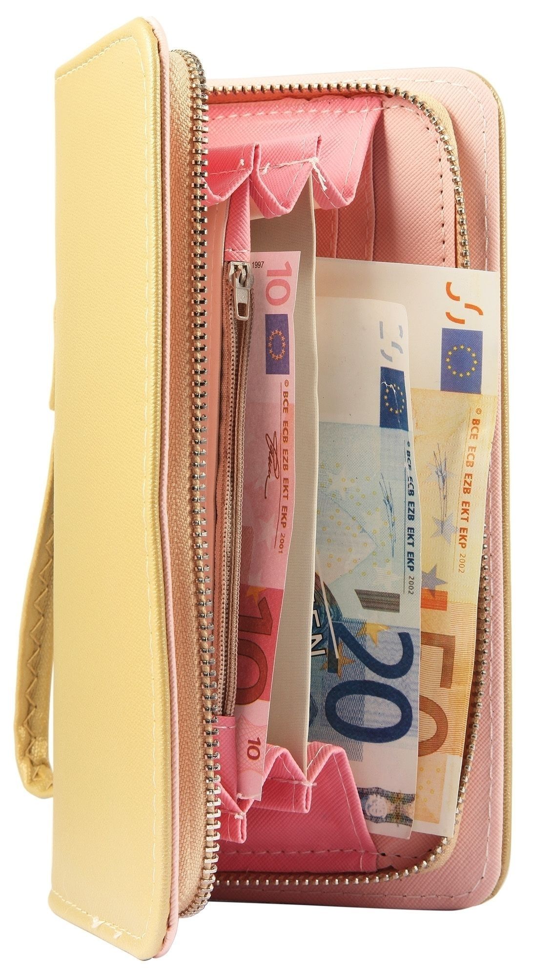 Cham Cham Damen Geldbörse aus Lederimitat in gelb. Format 21 x 11 cm.