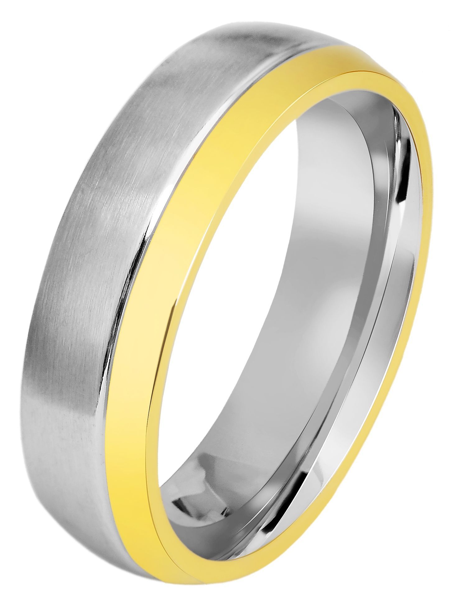 "Heart's Duo" Herren-Partnerring Gr 68 aus Edelstahl, bicolor (silberfarben/ goldfarben)