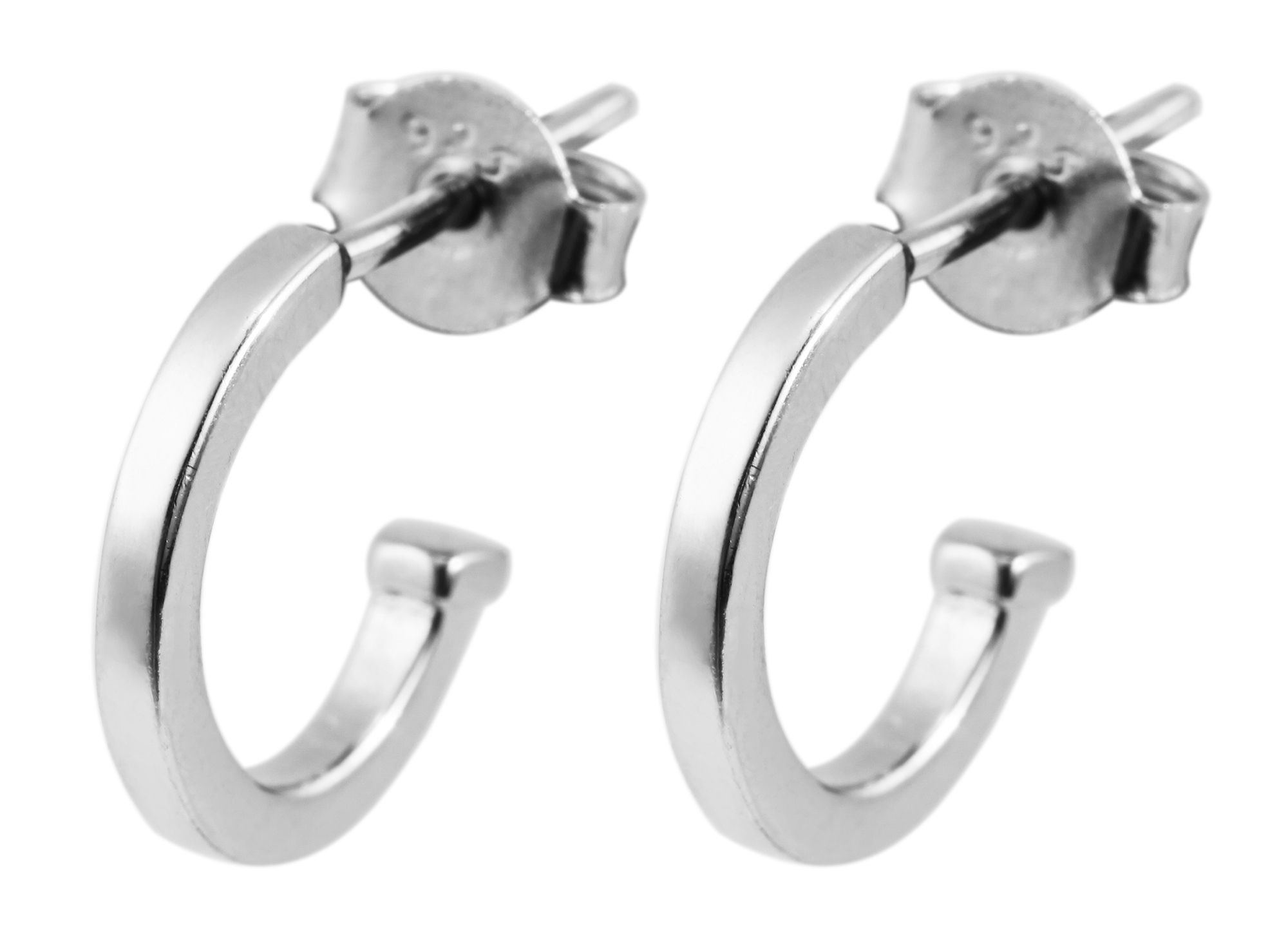 925/- Echt Silber Ohrstecker "Darja" halbrund, 925/rhodiniert