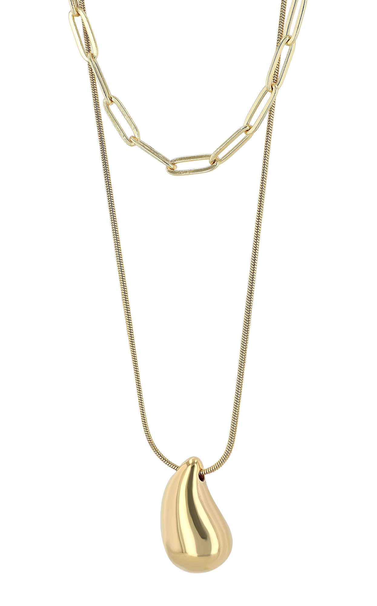 "Arany" 2-Layering Kette (45/ 50 +5cm) mit Tropfen Anhänger, goldfarben