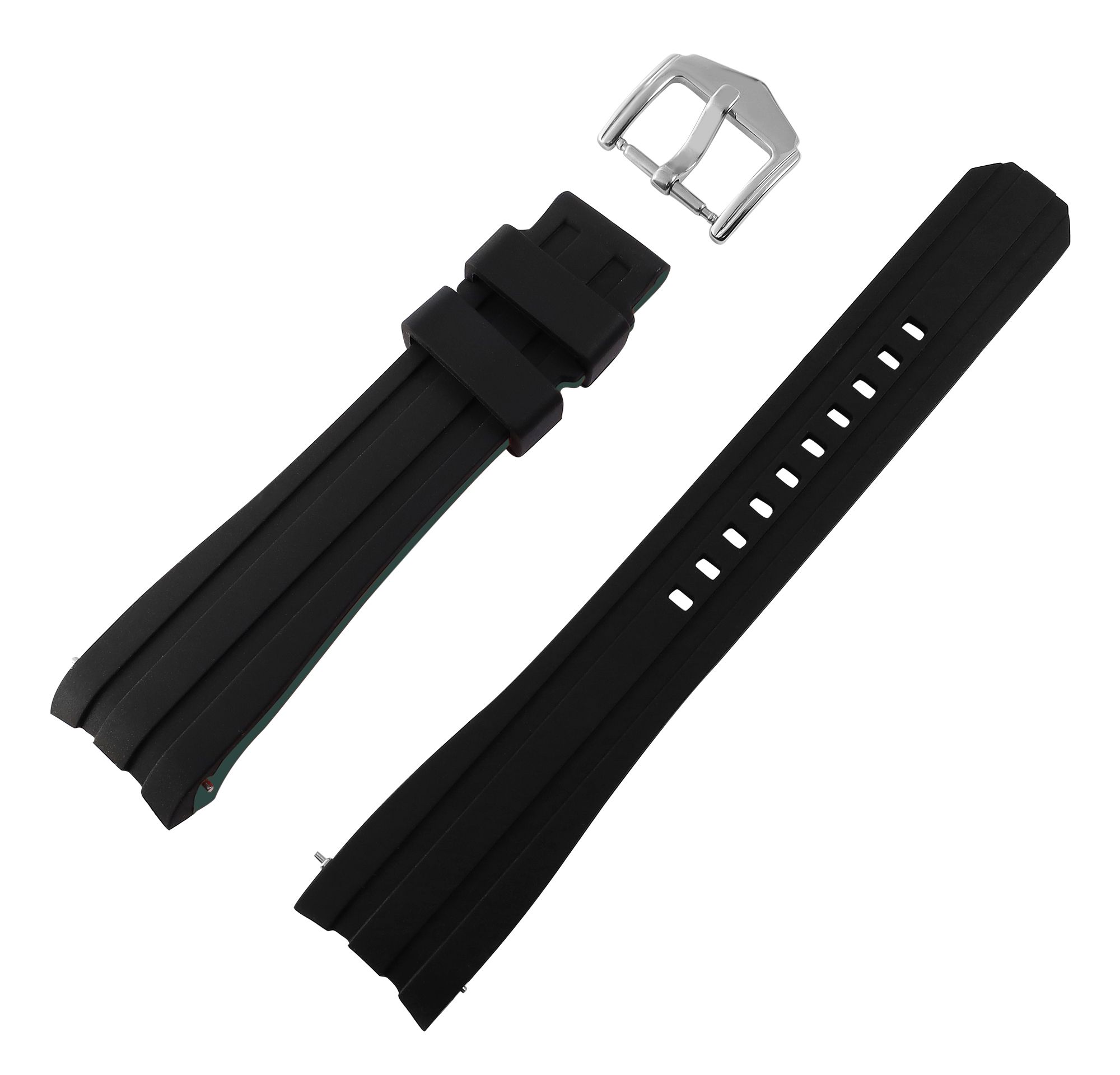 Schnellwechselarmband für Uhren, Silikon, Dornschließe, schwarz/grün, 18 mm