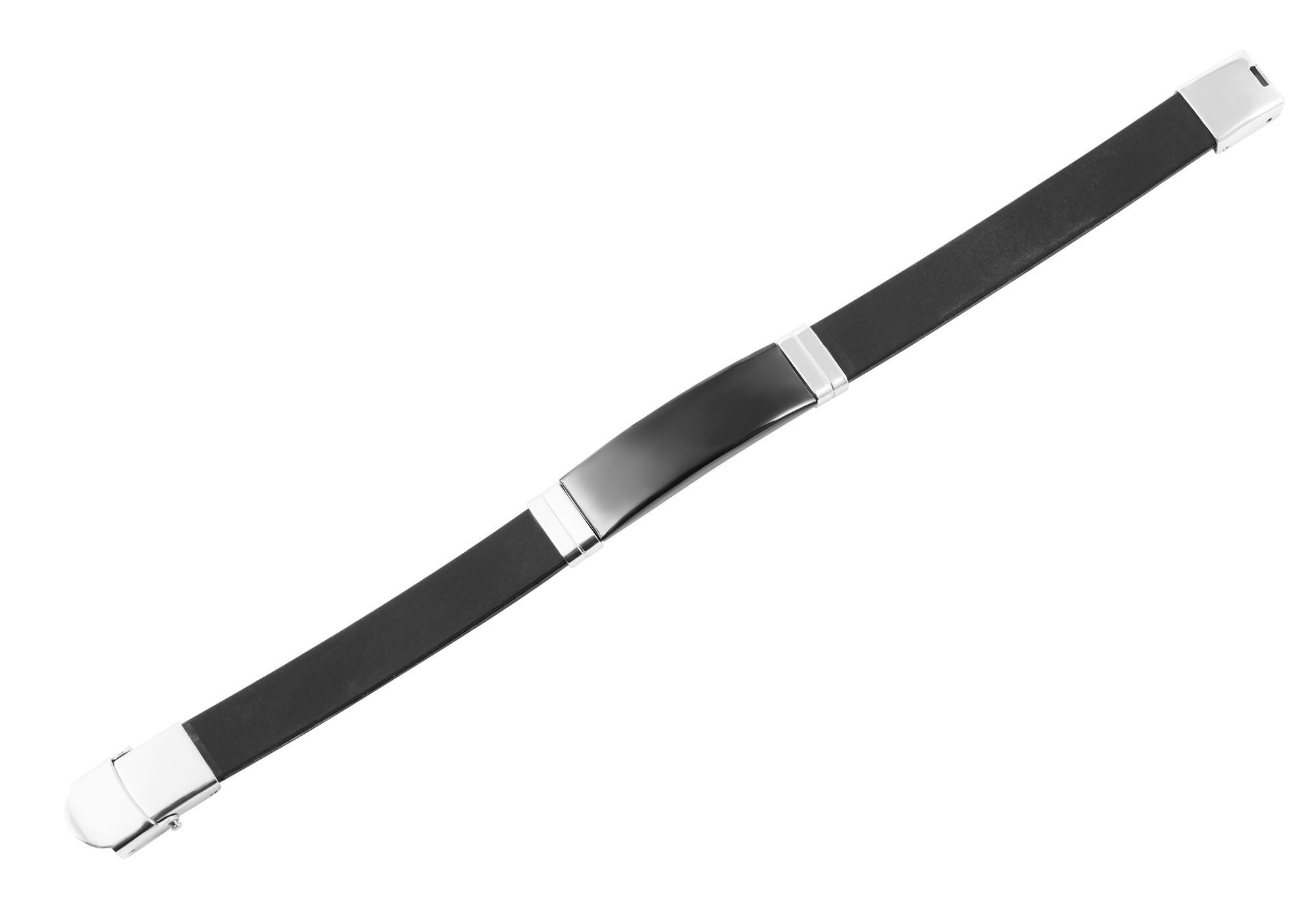 Akzent Armband aus Silikon und Edelstahl, schwarz/silberfarben