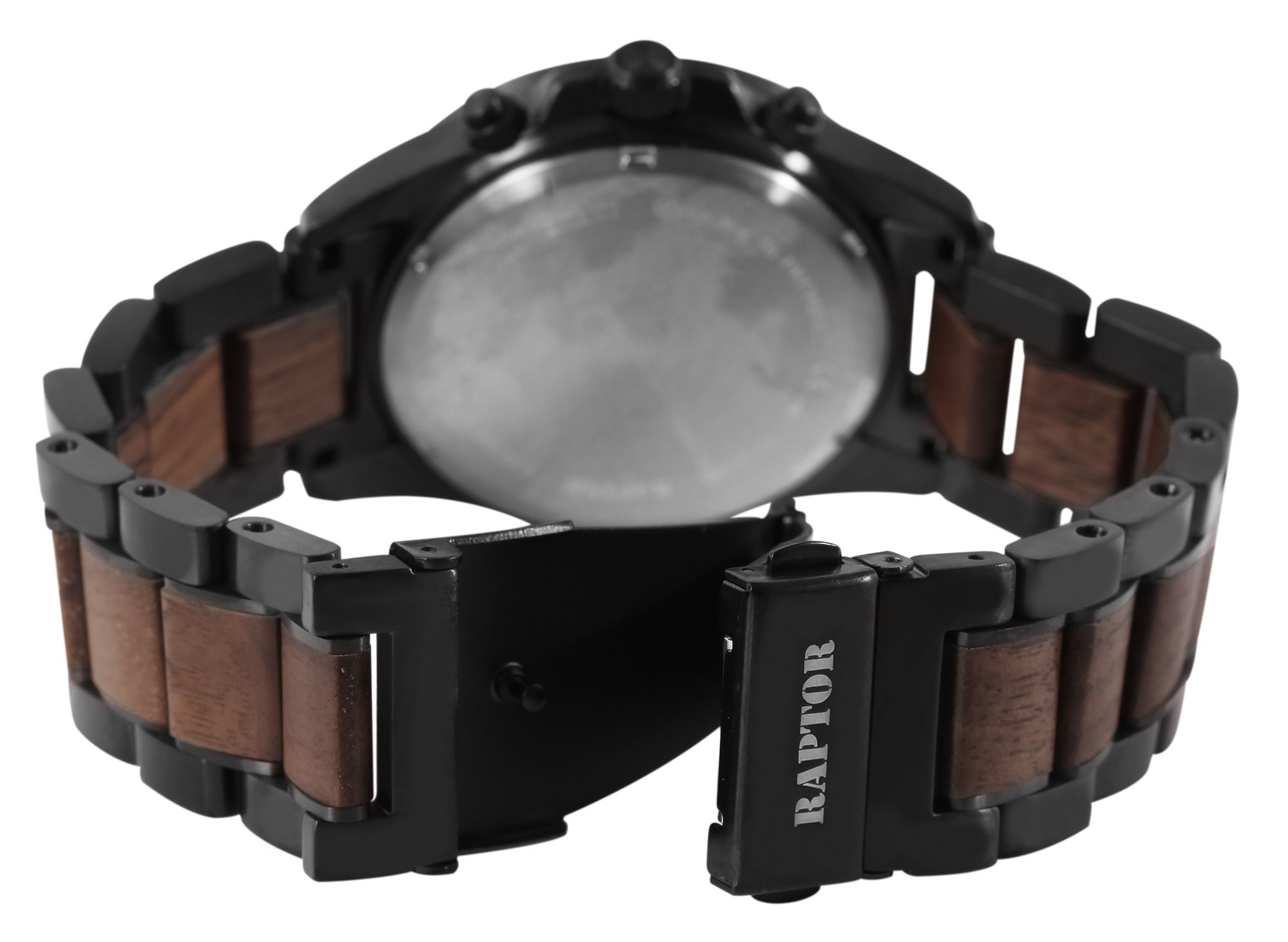 Raptor Herrenchronograph "Chiko" aus Edelstahl und Walnussholz