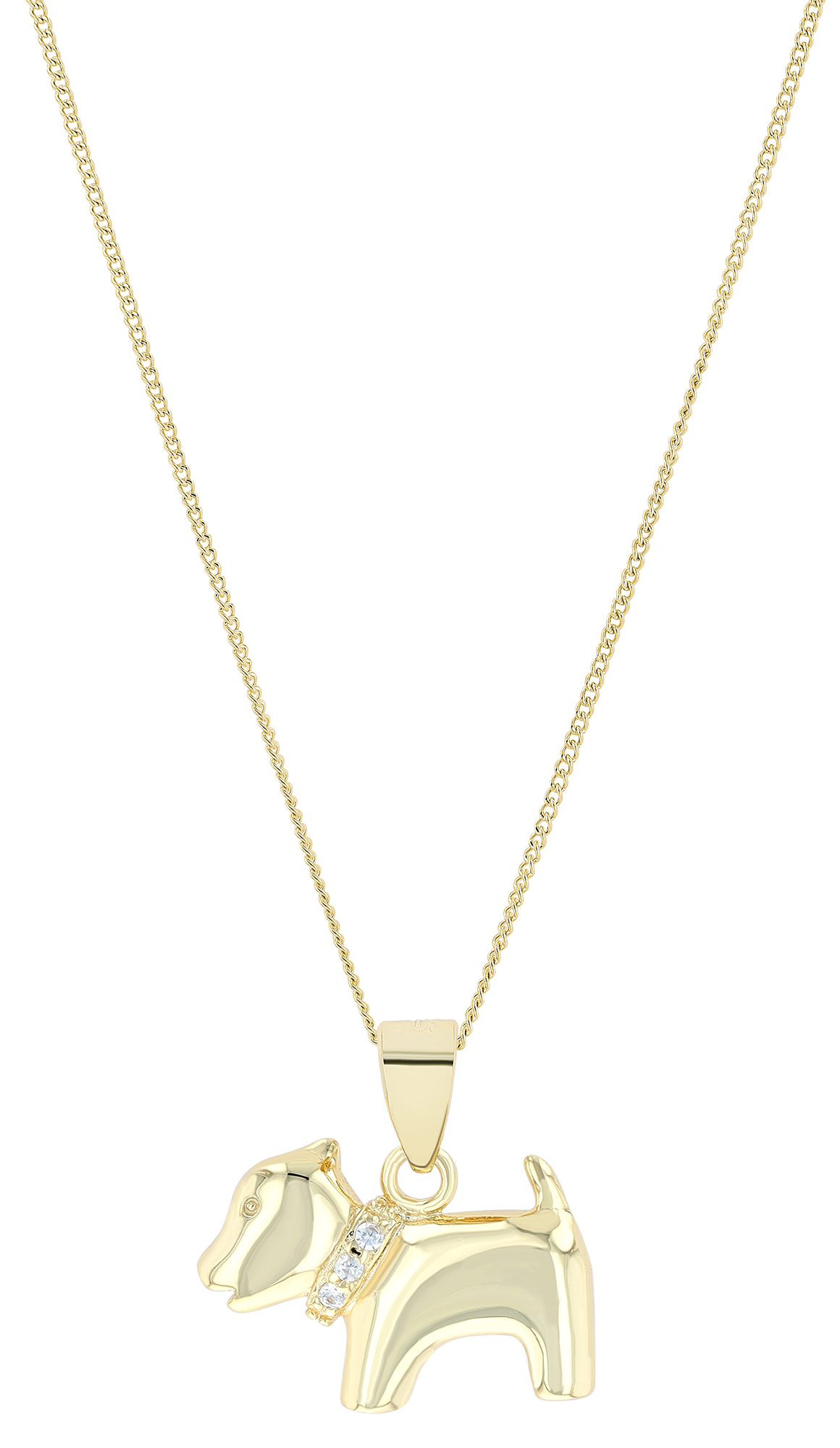 "Petty", 925/- Echt Silber Anhänger, Hund, Zirkonia, vergoldet
