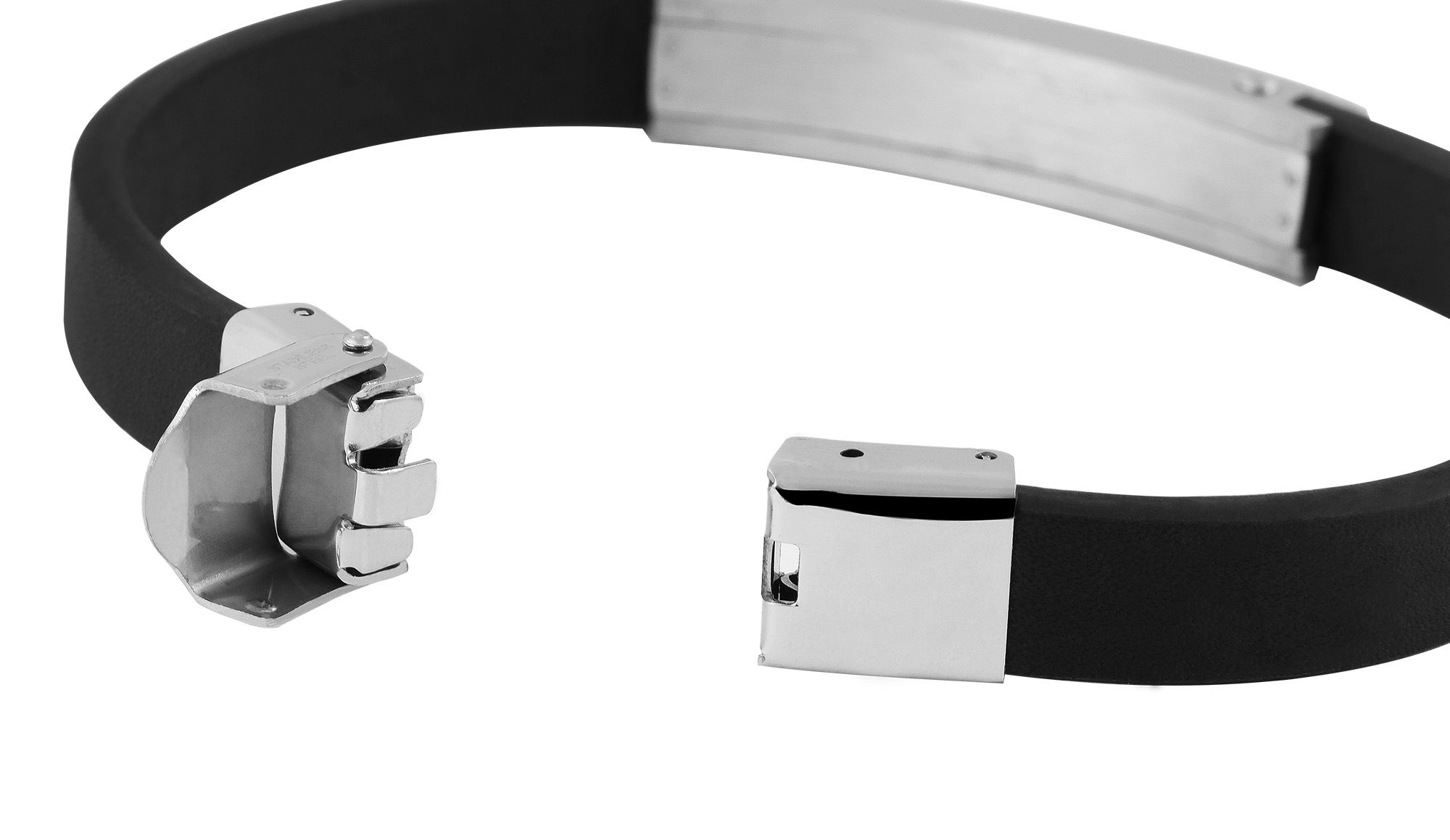 Akzent Echtlederarmband mit Edelstahlelement, schwarz/silberfarben