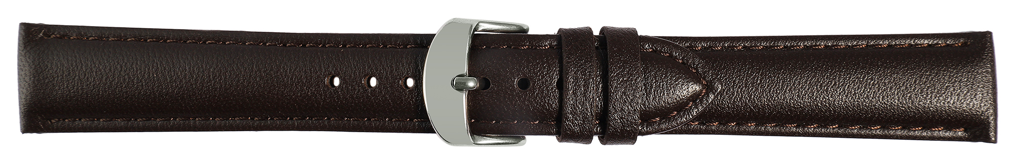Gr 12 mm Uhrenarmband aus Echtleder in dunkel braun, genäht