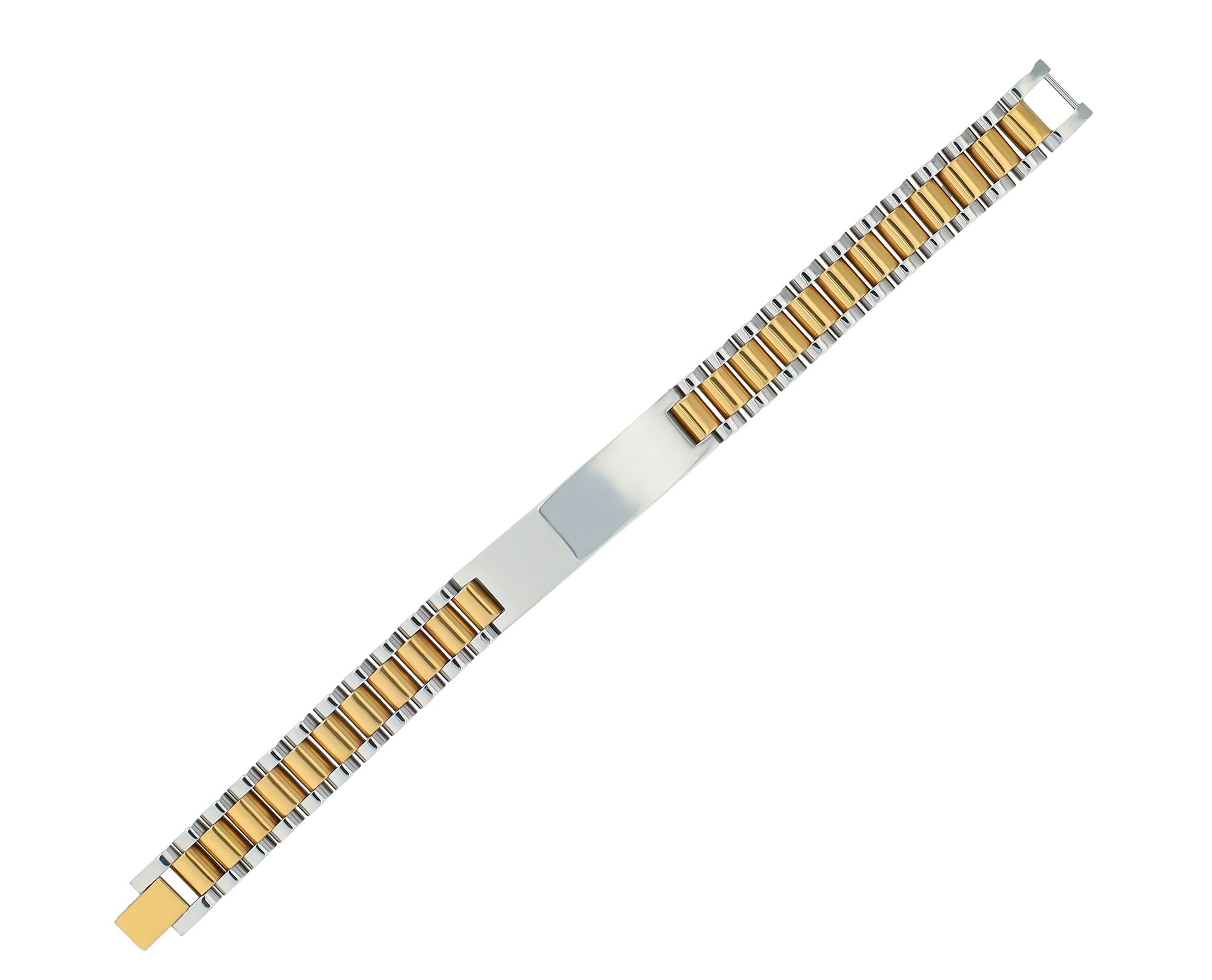 "Eirian" Akzent Armband mit Gravurplatte, Edelstahl, bicolor (silber- u. goldfarben)
