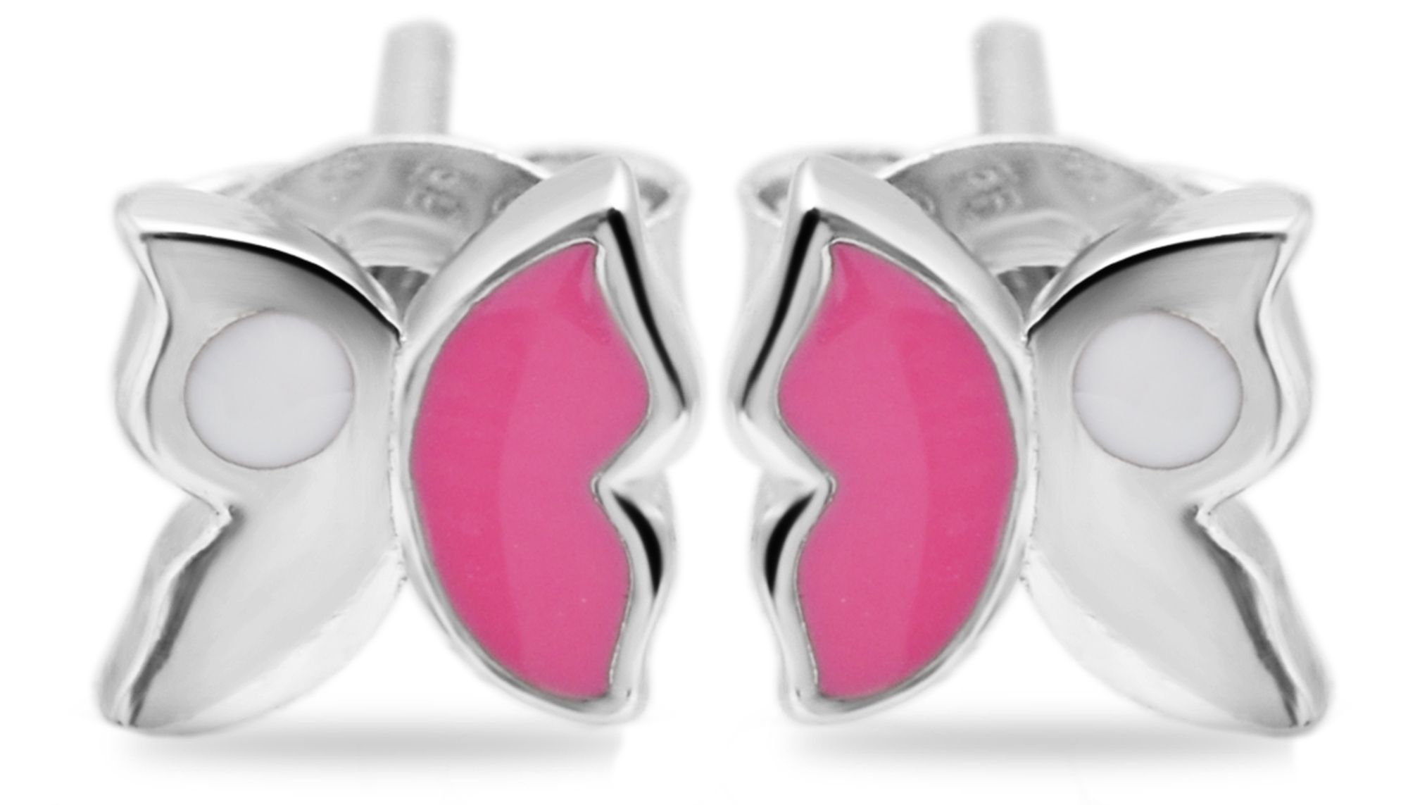 925/- Echt Silber Kinder Ohrstecker "Shana", Schmetterling, 925/rhodiniert