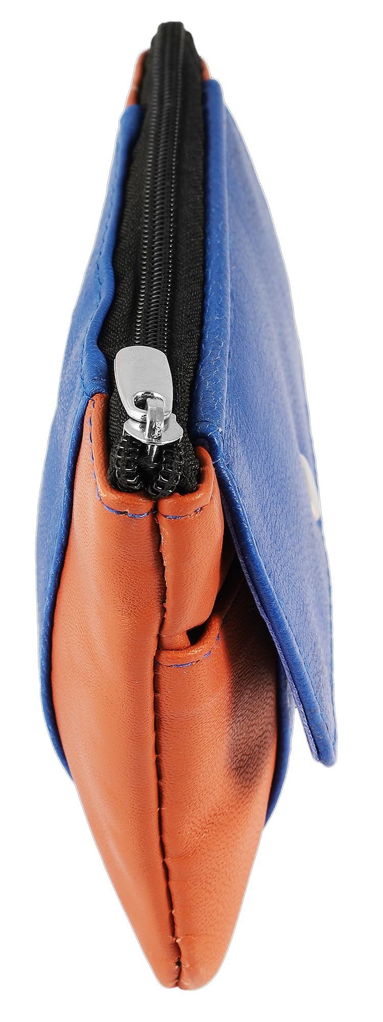 Schlüsselbeutel aus Echtleder von Excellanc, blau/ cognac