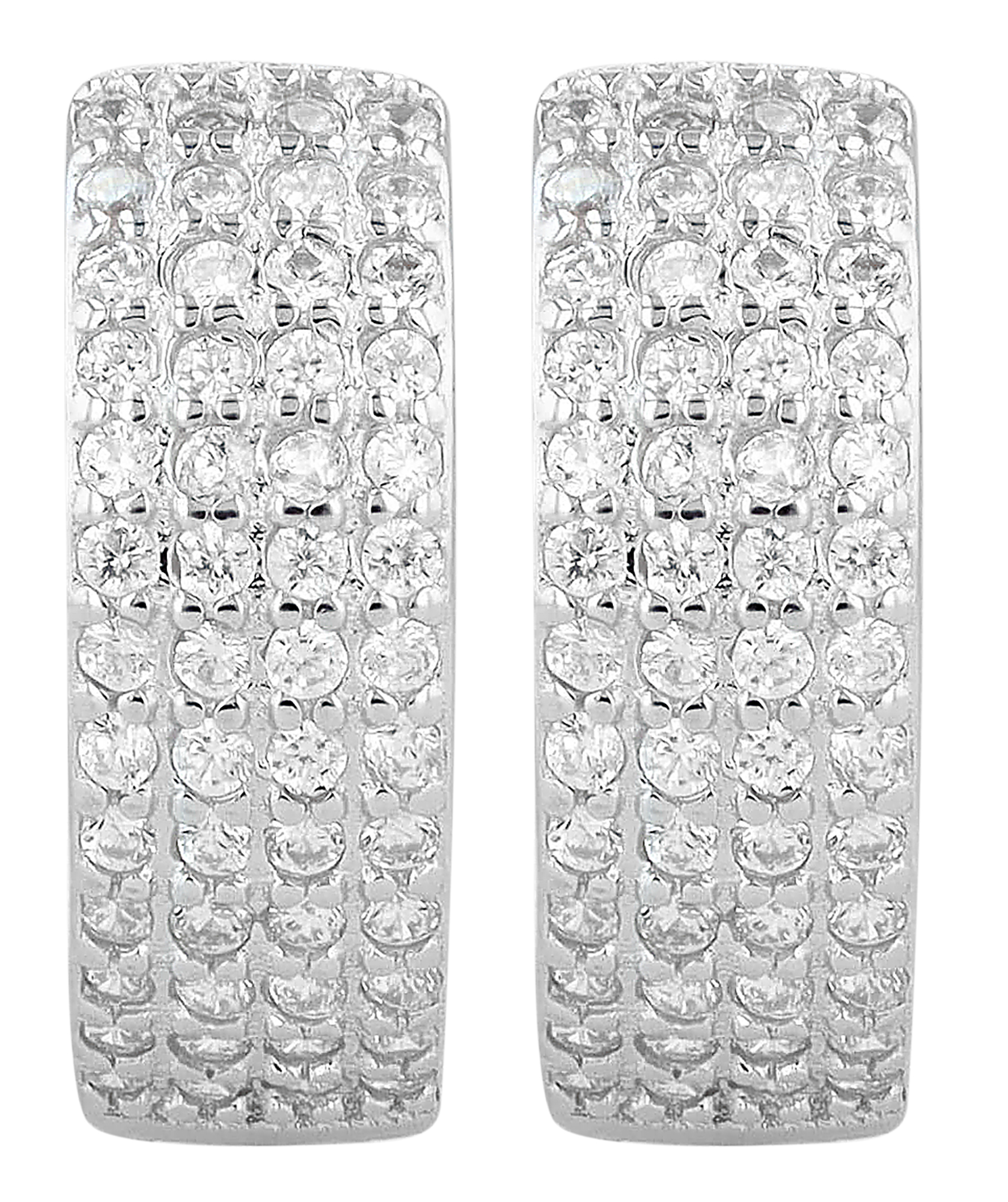 "Afet" 925/- Echt Silber Creolen mit Zirkoniabesatz, silberfarben rhodiniert