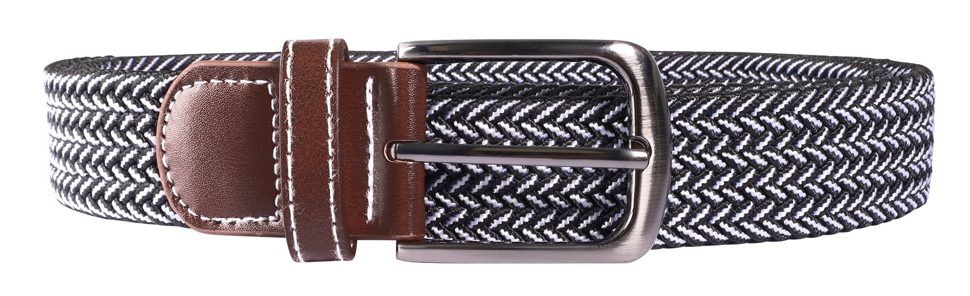 Textilgürtel mit Flechtmuster (schwarz/ weiß) in Gr 110 cm (M)