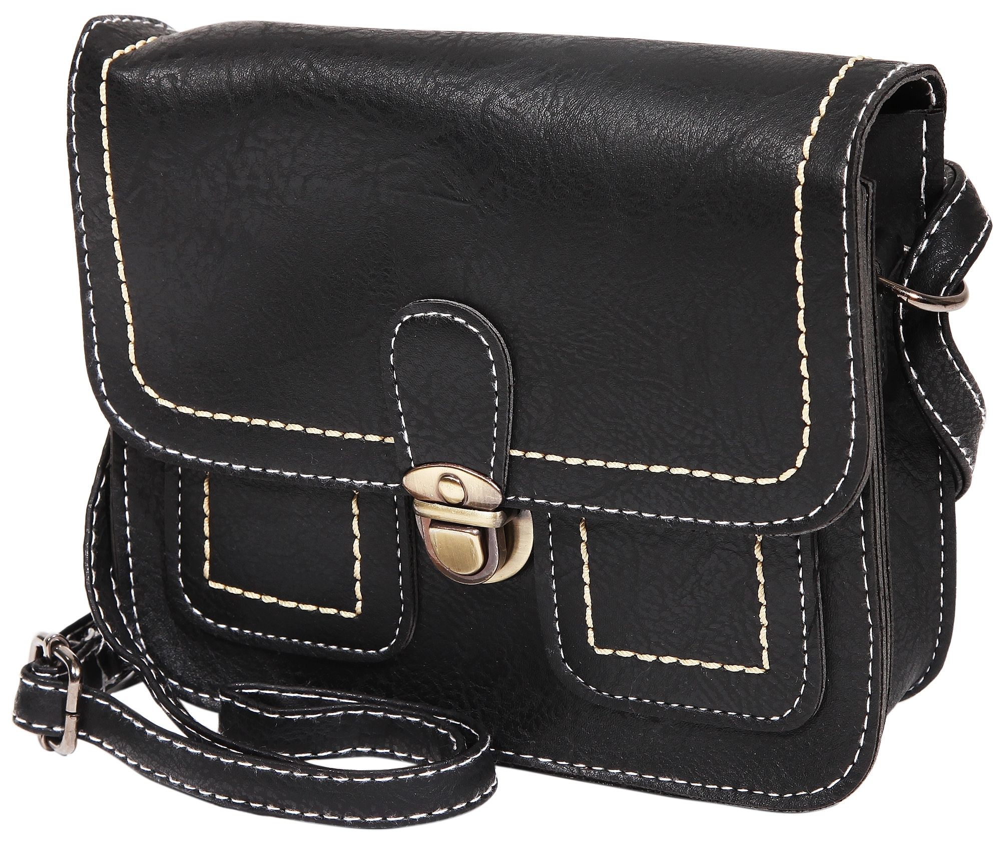 Damen Handtasche aus Lederimitation, schwarz