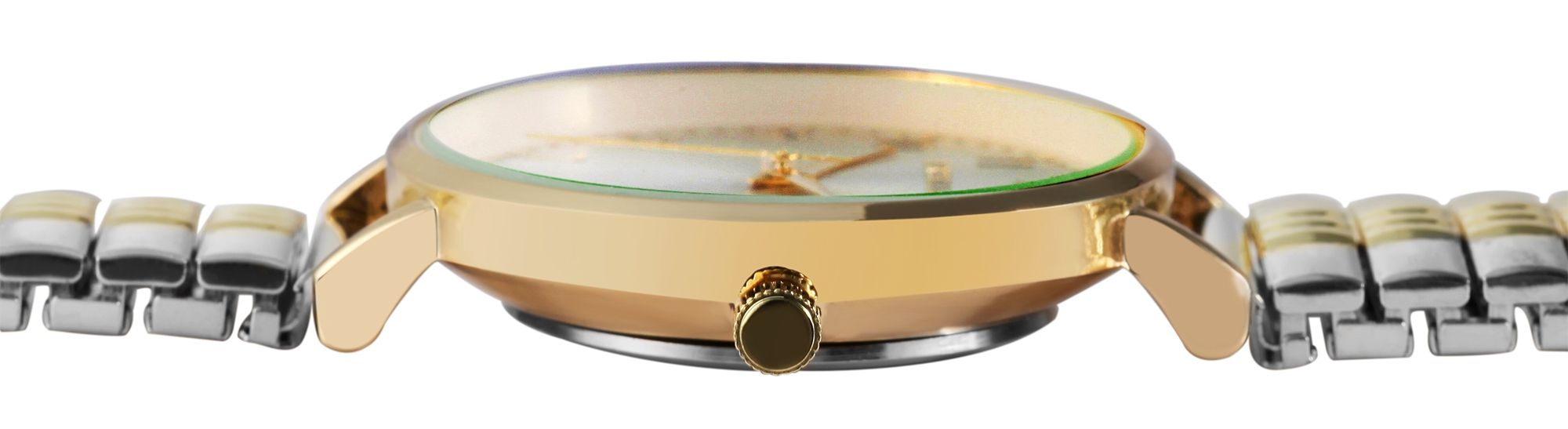 Excellanc Damenuhr mit Edelstahlzugarmband, silber- & goldfarben