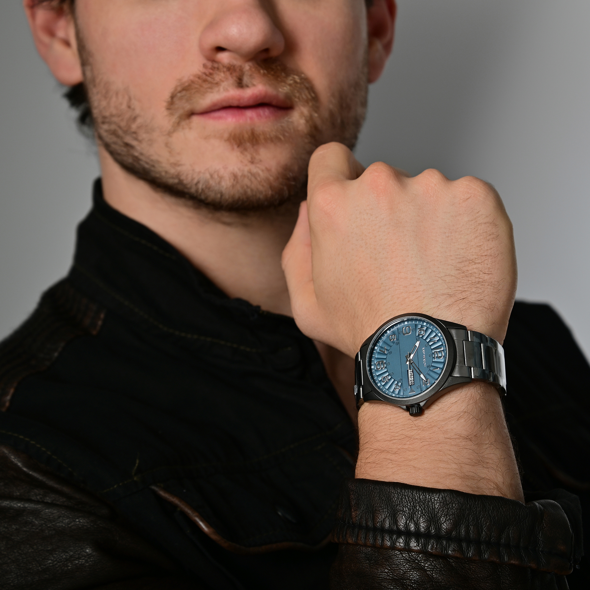 Just Watch Herrenuhr, Edelstahlband, grau/petrol