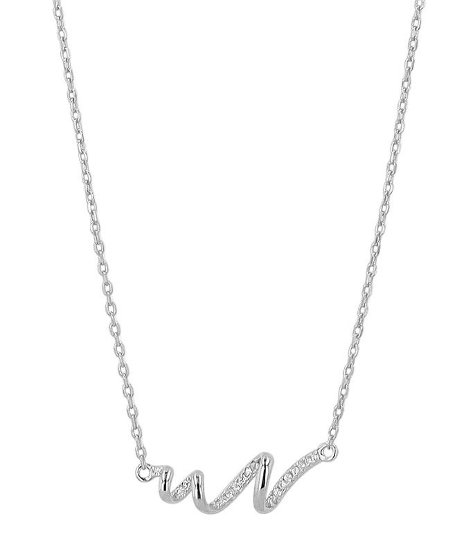 "Ineke" 925/- Echt Silber Kette, gedrehter Anhänger, Zirkonia, silberfarben, rhodiniert