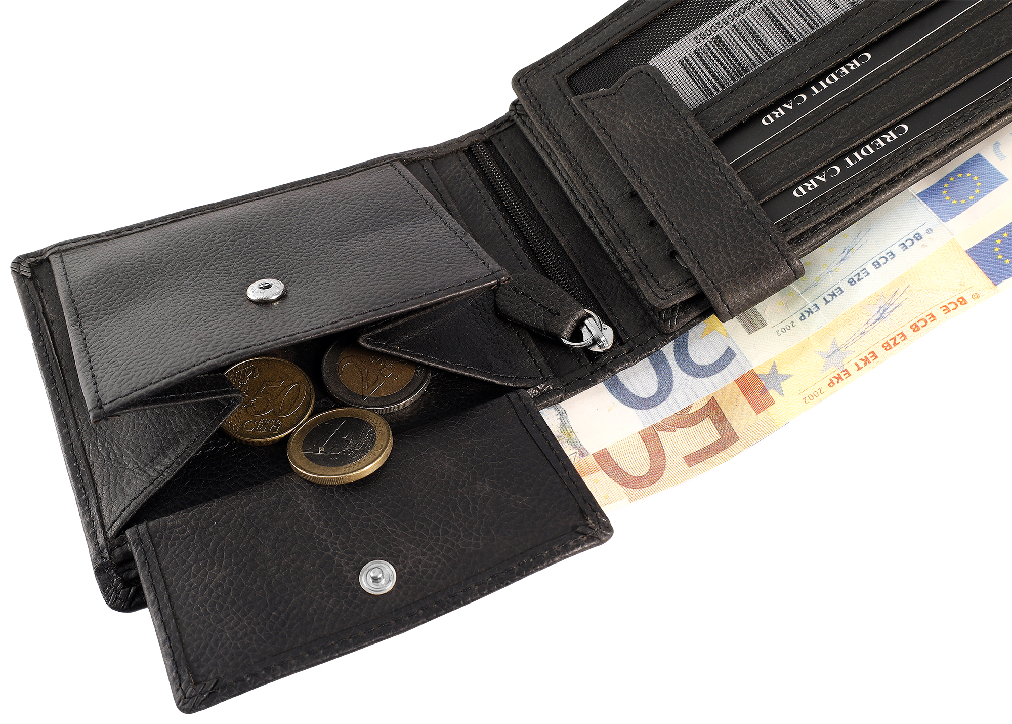 Leonardo Verrelli, Echtleder (Distressed Hunter) Geldbörse, RFID, Querformat, schwarz