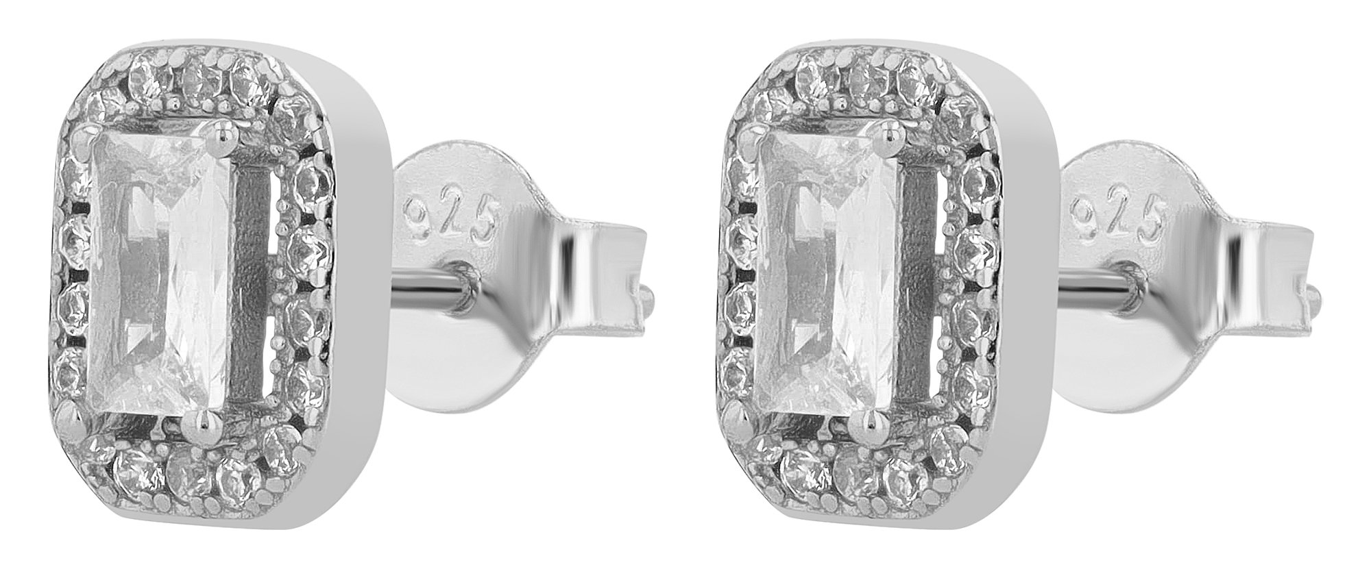 "Zooe" 925/- Echt Silber Ohrstecker, Zirkonia, Silbe,r rhodiniert