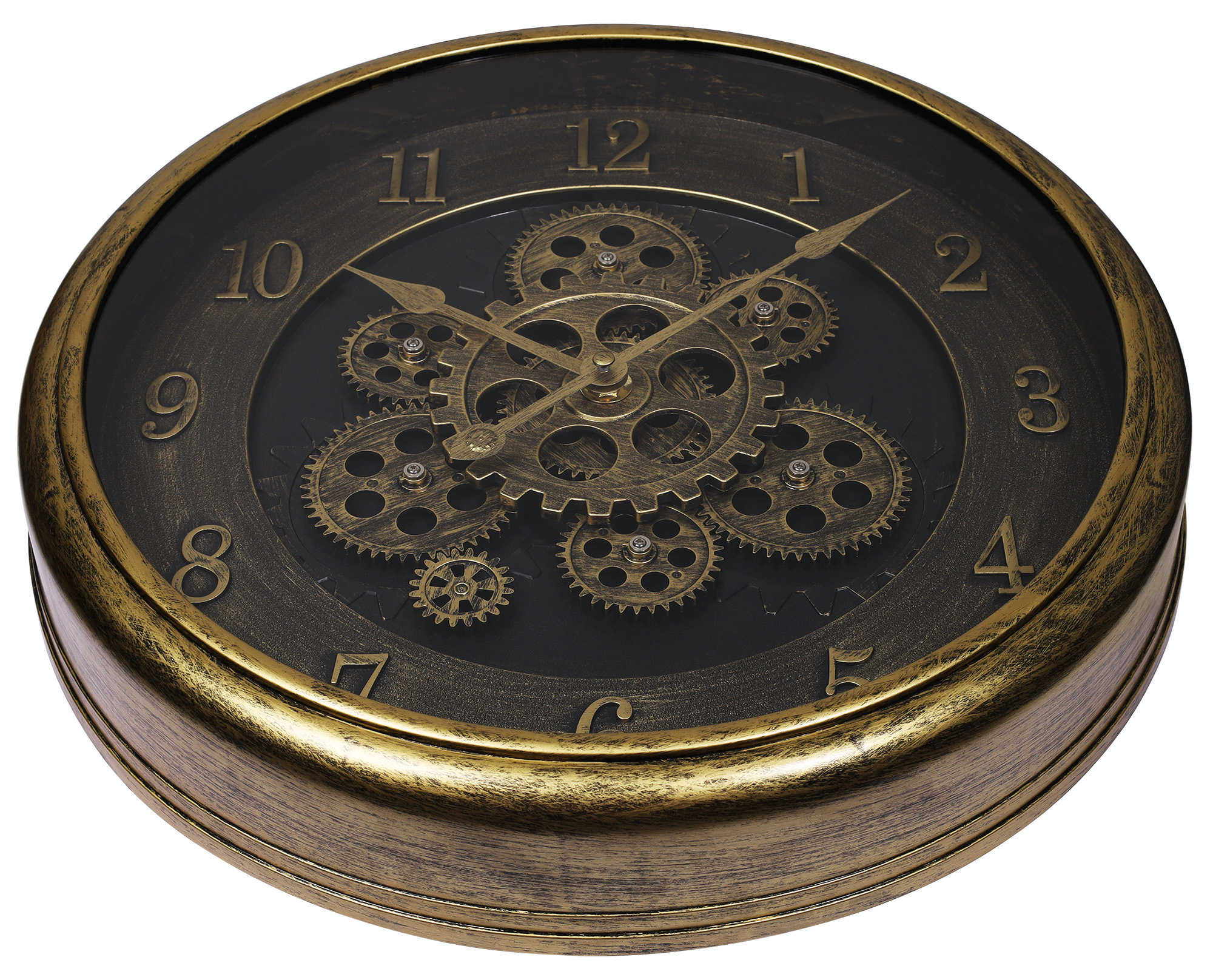 Skelett-Wanduhr im Industrial-Vintage-Look, Ø 40 cm, goldfarben