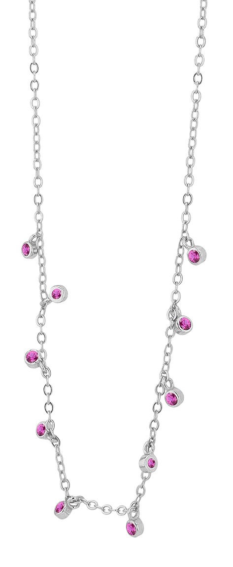 "Amaly" 925/- Echt Silber Kette mit Anhänger (rote Zirkone), silberfarben rhodiniert