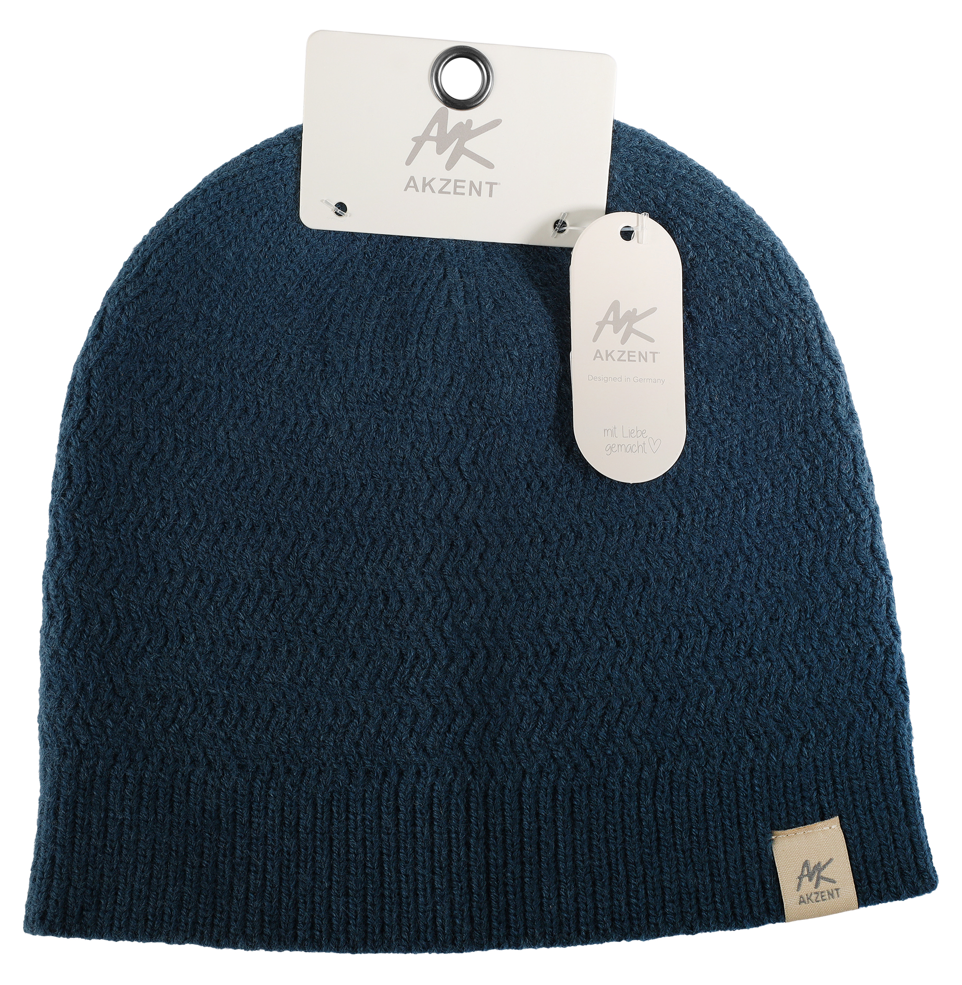 Akzent Strickmütze (ohne Umschlag) für Herren, VE-4, blau