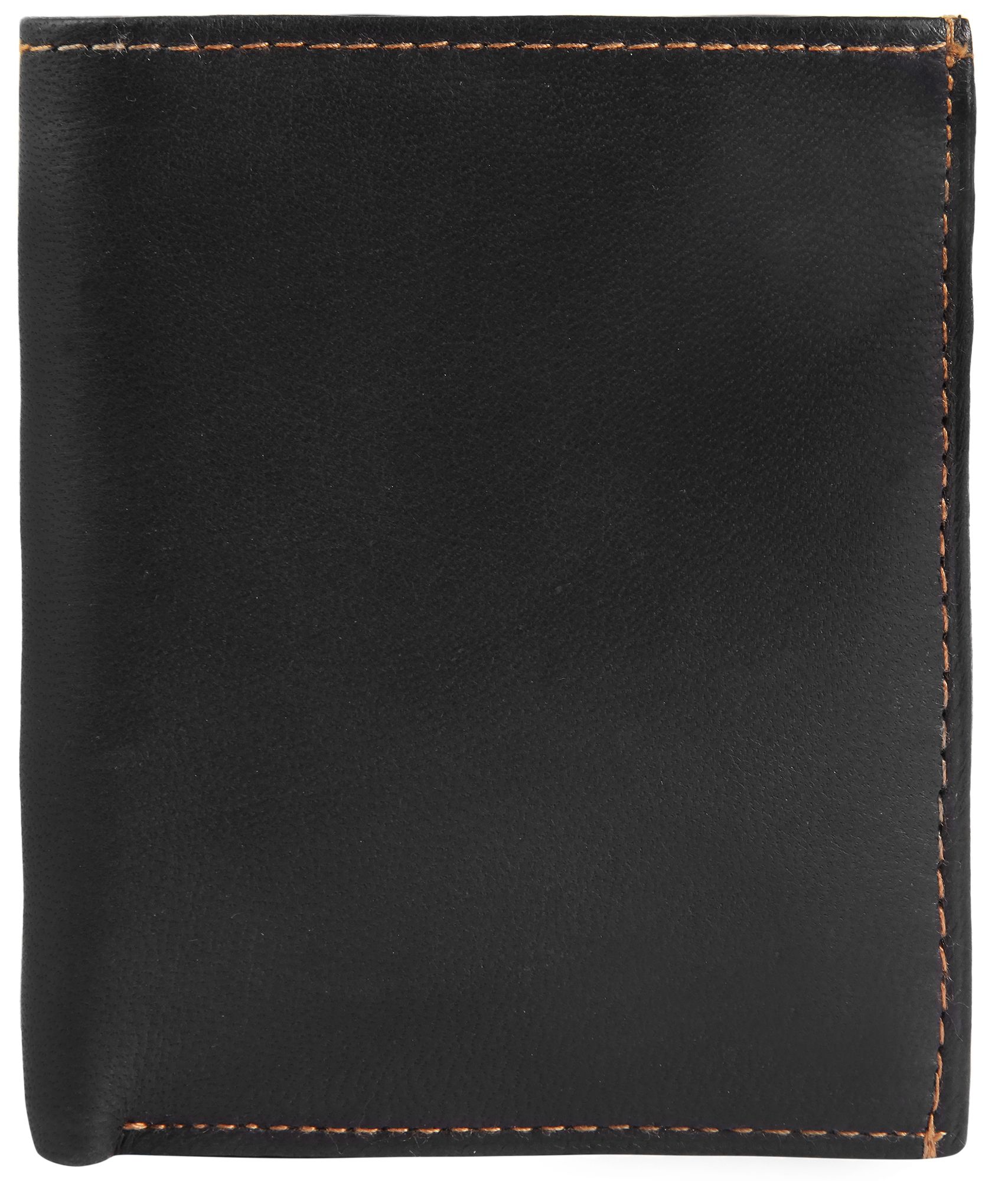 Steinmeister Herrengeldbörse aus Echtleder, Hochformat, schwarz/hellbraun