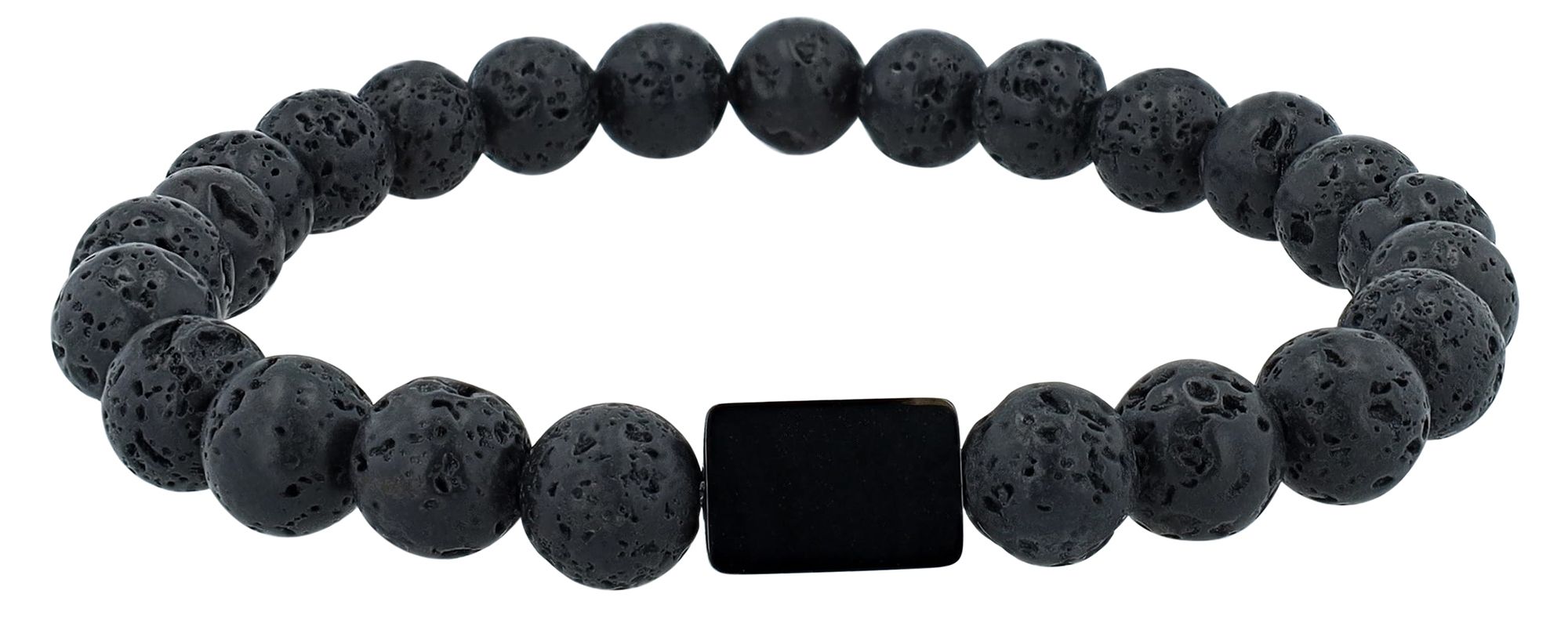 "Soren" Akzent Kugelarmband, Naturstein (lava stone), personalisierbar, schwarz