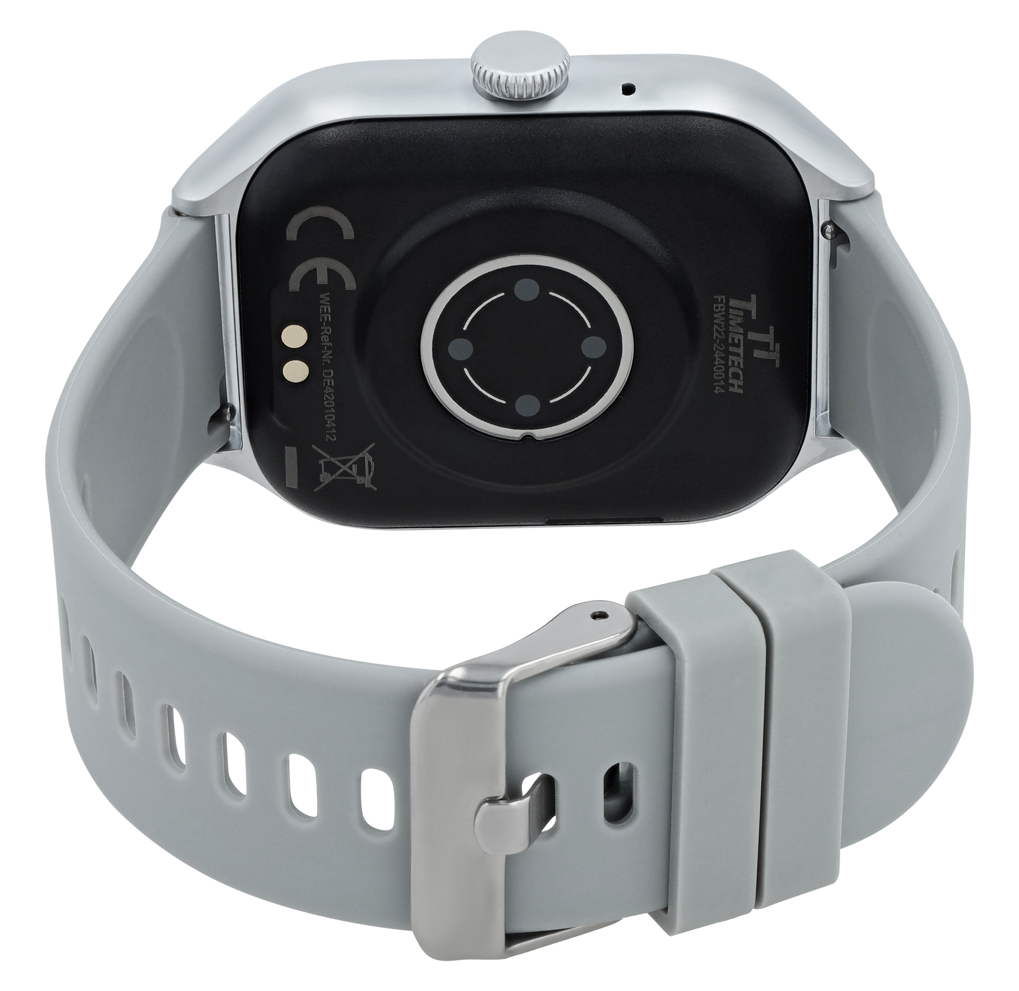 TimeTech Smartwatch mit Silikonband. 1,78-Zoll Display, grau/ silberfarben