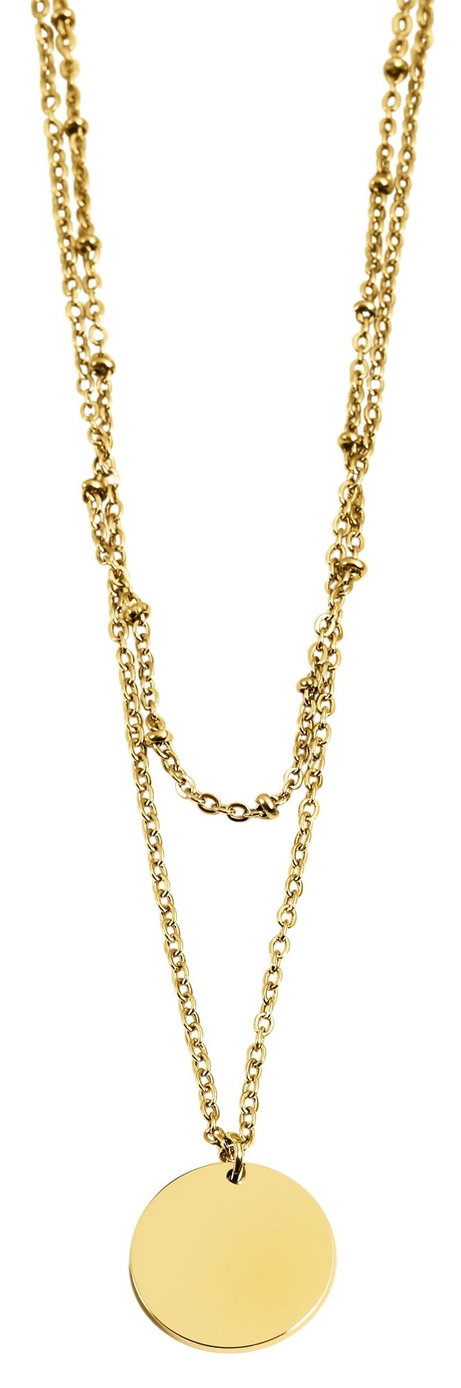 "Münz" Akzent Edelstahlkette mit gravurfähigen Anhänger, 43+5 cm, goldfarbig