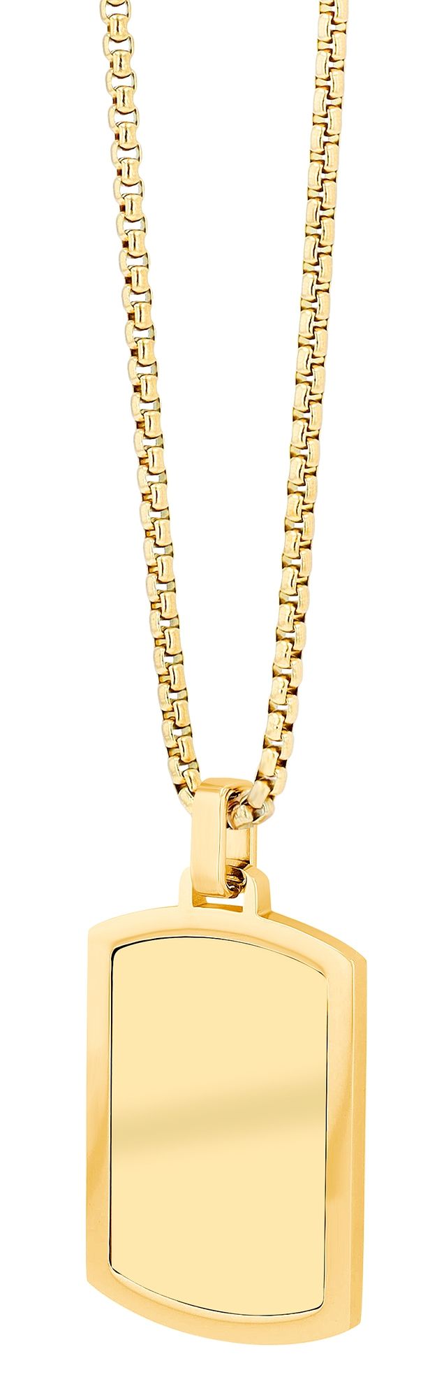 "Nassim" Kette mit Dogtag Anhänger, Edelstahl, 61 cm, goldfarben
