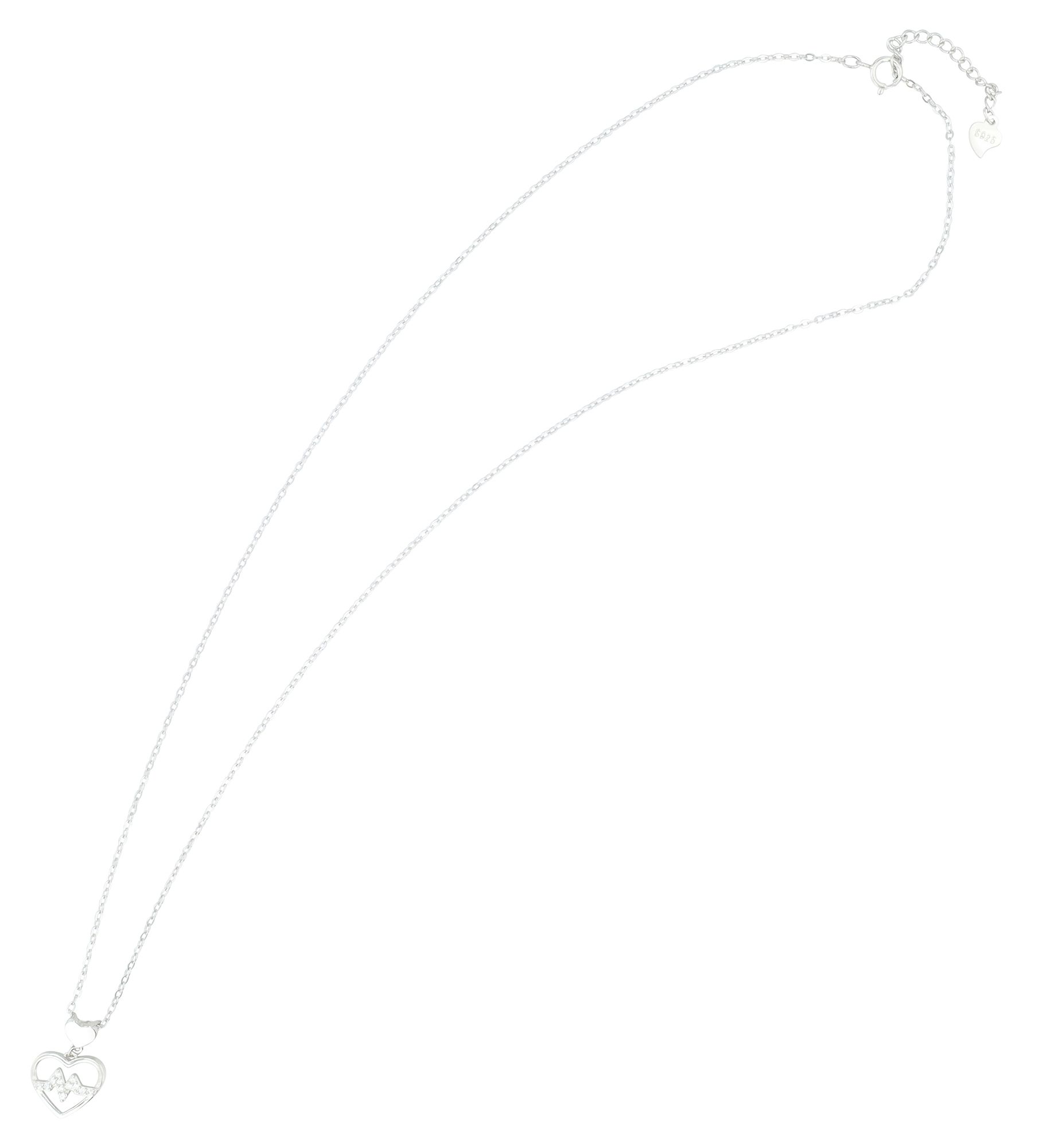 "Evalotte" Herz mit Lebenslinie, 925/- Echt Silber Kette mit Anhänger, 43 + 3 cm