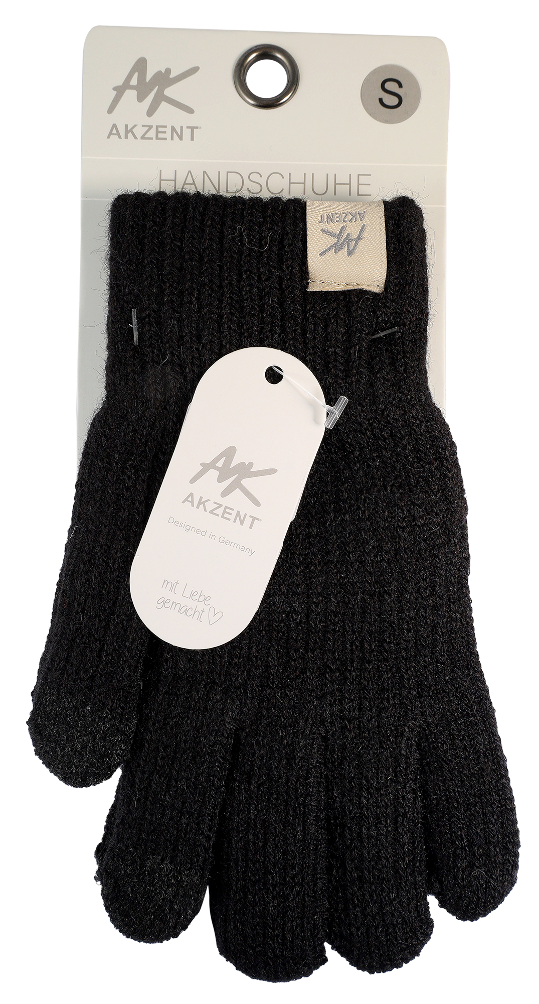 Damen-Handschuhe, Gr S, schwarz, Touch-Finger, 100% Polyester, VE-4