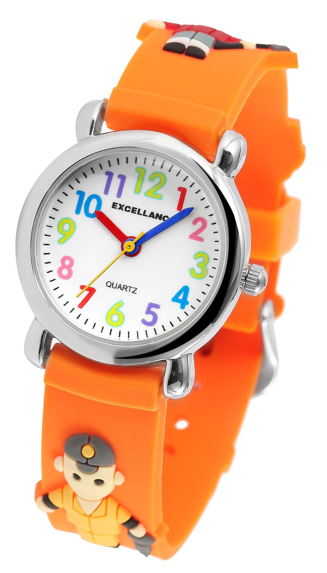 Excellanc Kinderarmbanduhr, Silikonarmband, silberfarben/orange