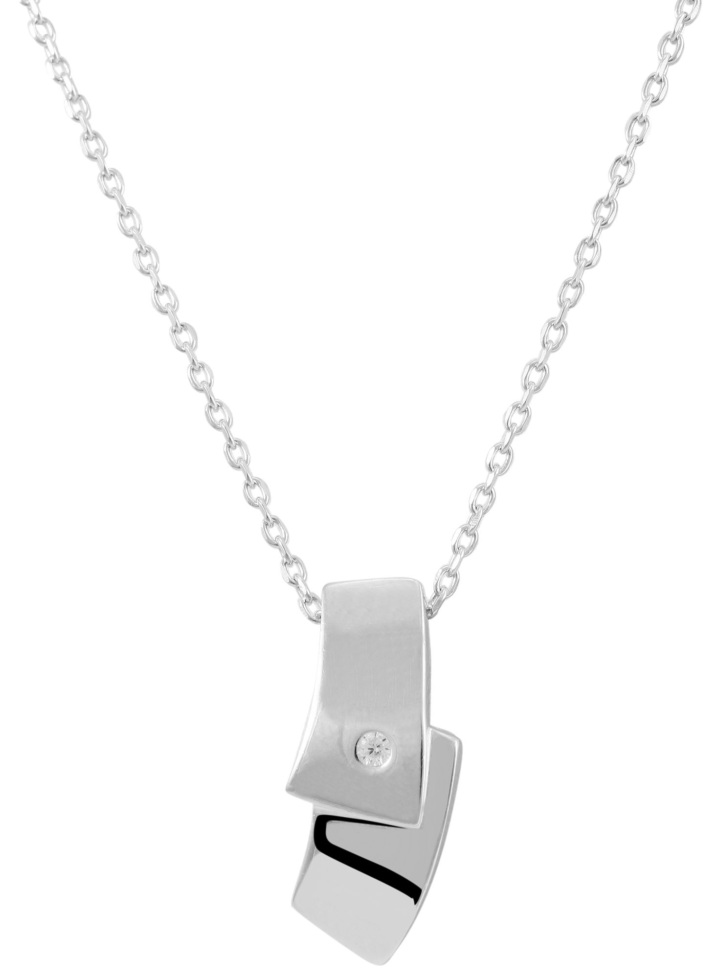 925/- Echt Silber Anhänger "Senga" mit Zirkoniabesatz, ohne Kette, 925/rhodiniert
