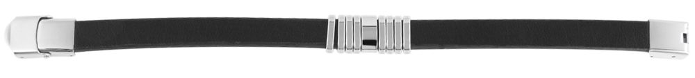 "Yahya", Echtlederarmband, Edelstahlelemente, schwarz/silberfarben, 21 cm