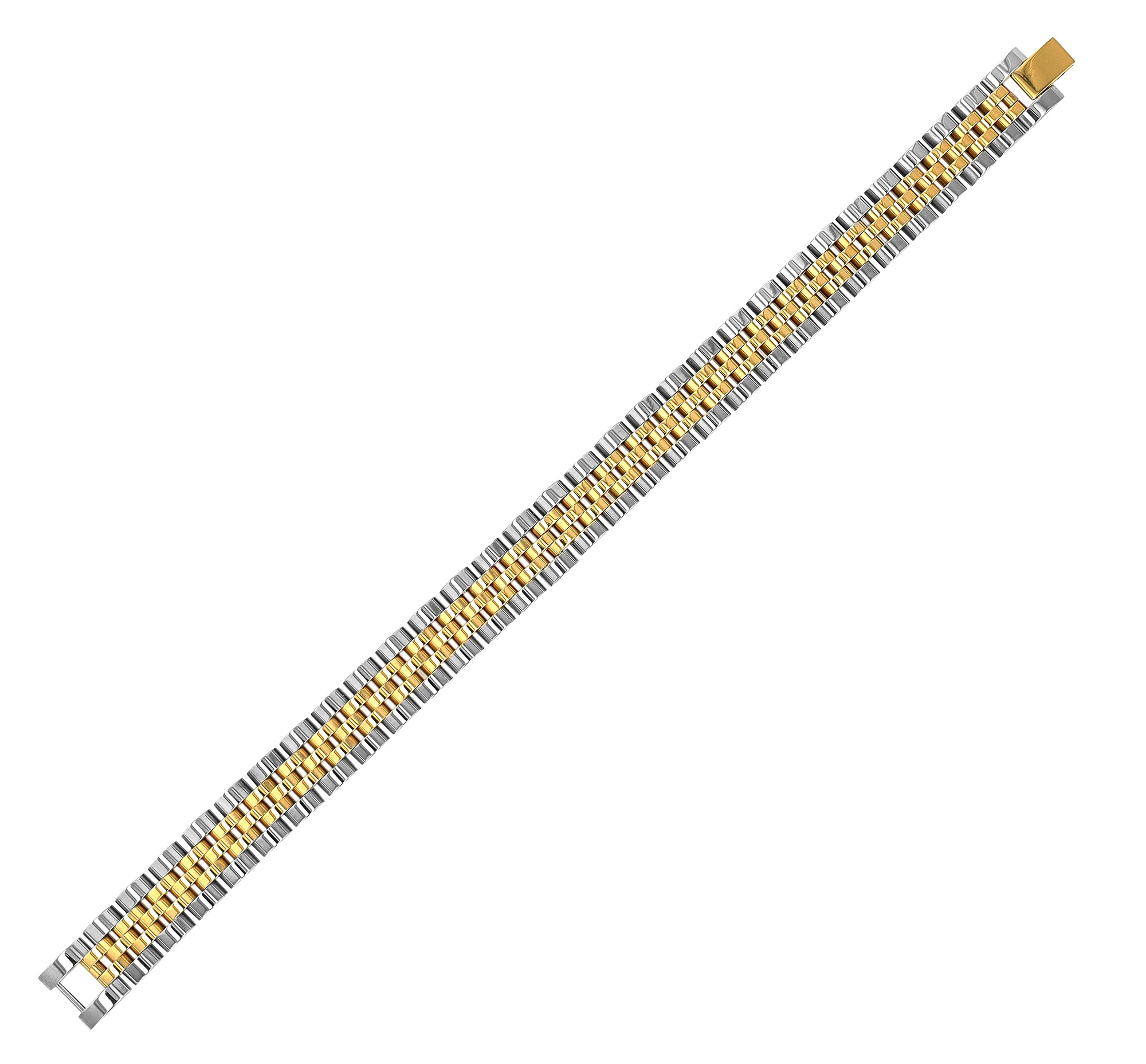 "Taron" Edelstahl Gliederarmband - Jubilee-Design, Länge 23 cm/ 12 mm, bicolor