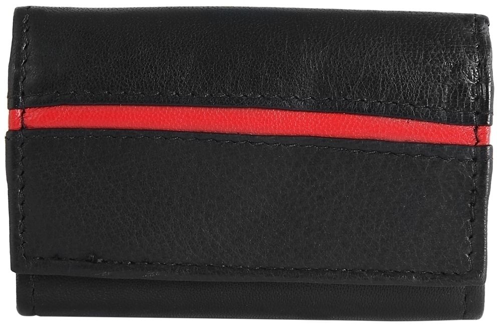 Excellanc Mini-Geldbörse aus Echtleder in schwarz/rot