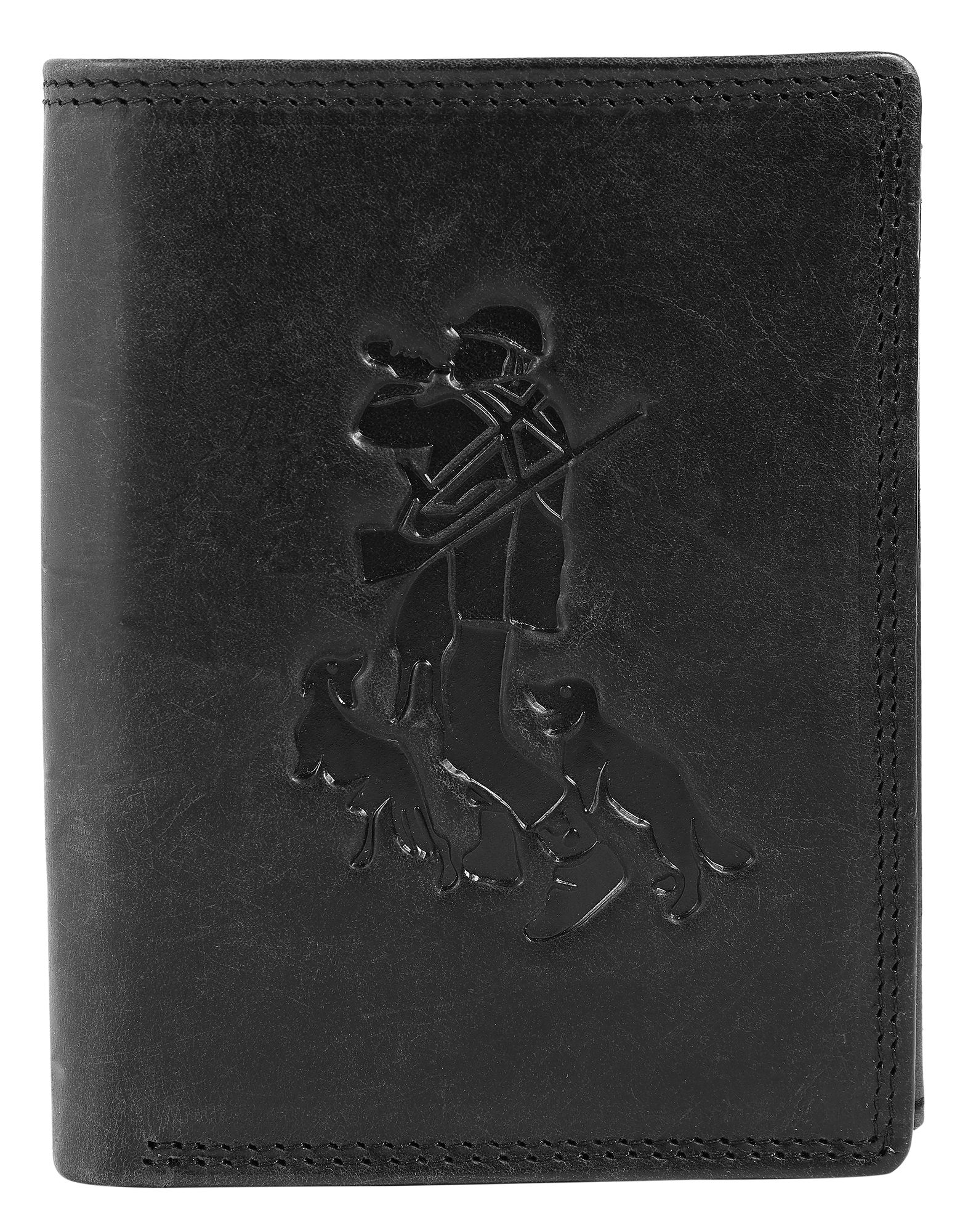 Akzent Echt Leder (Hunter-Leder) Geldbörse, RFID, Hochformat, "Jäger", schwarz